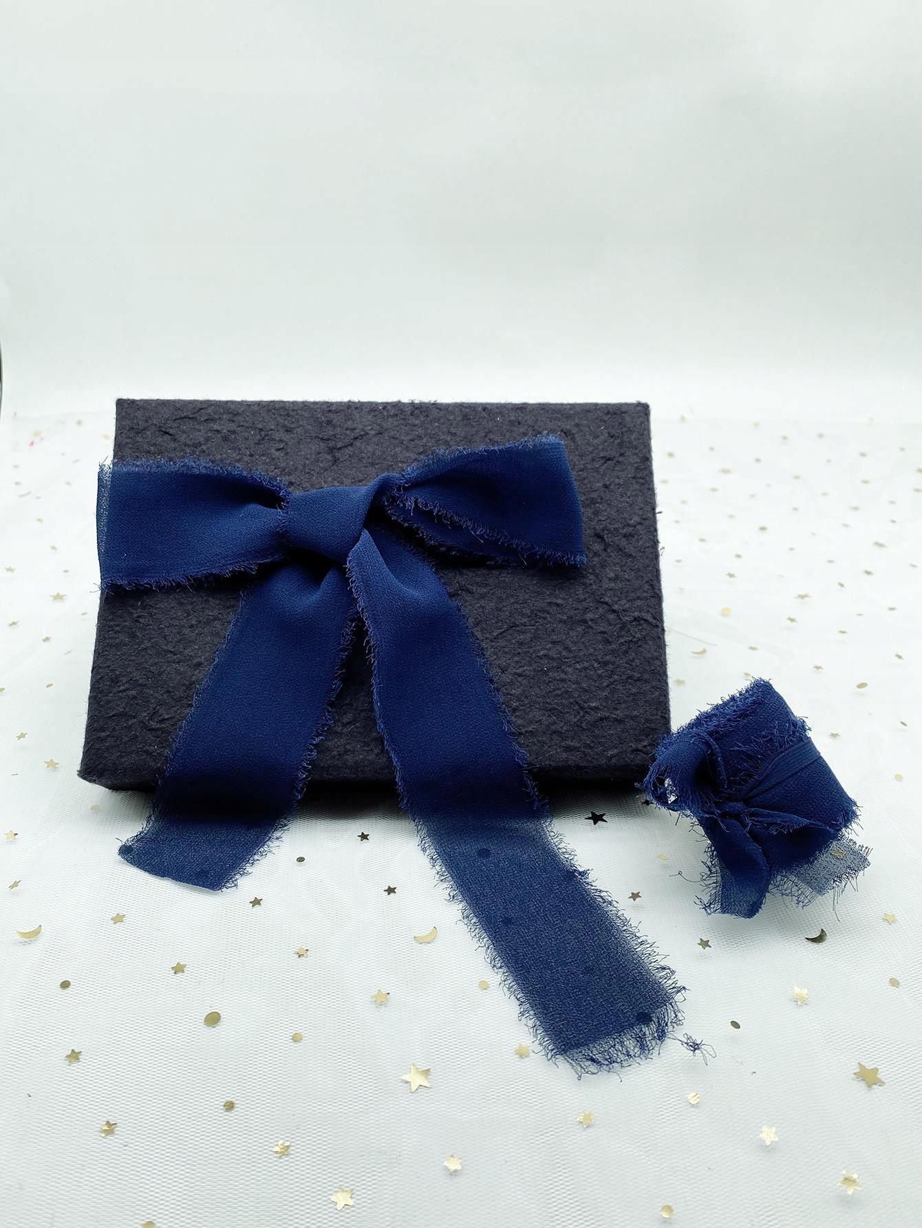 GRANATOWA KLASYCZNA SZEROKA WSTĄŻKA SZYFONOWA SHEIN