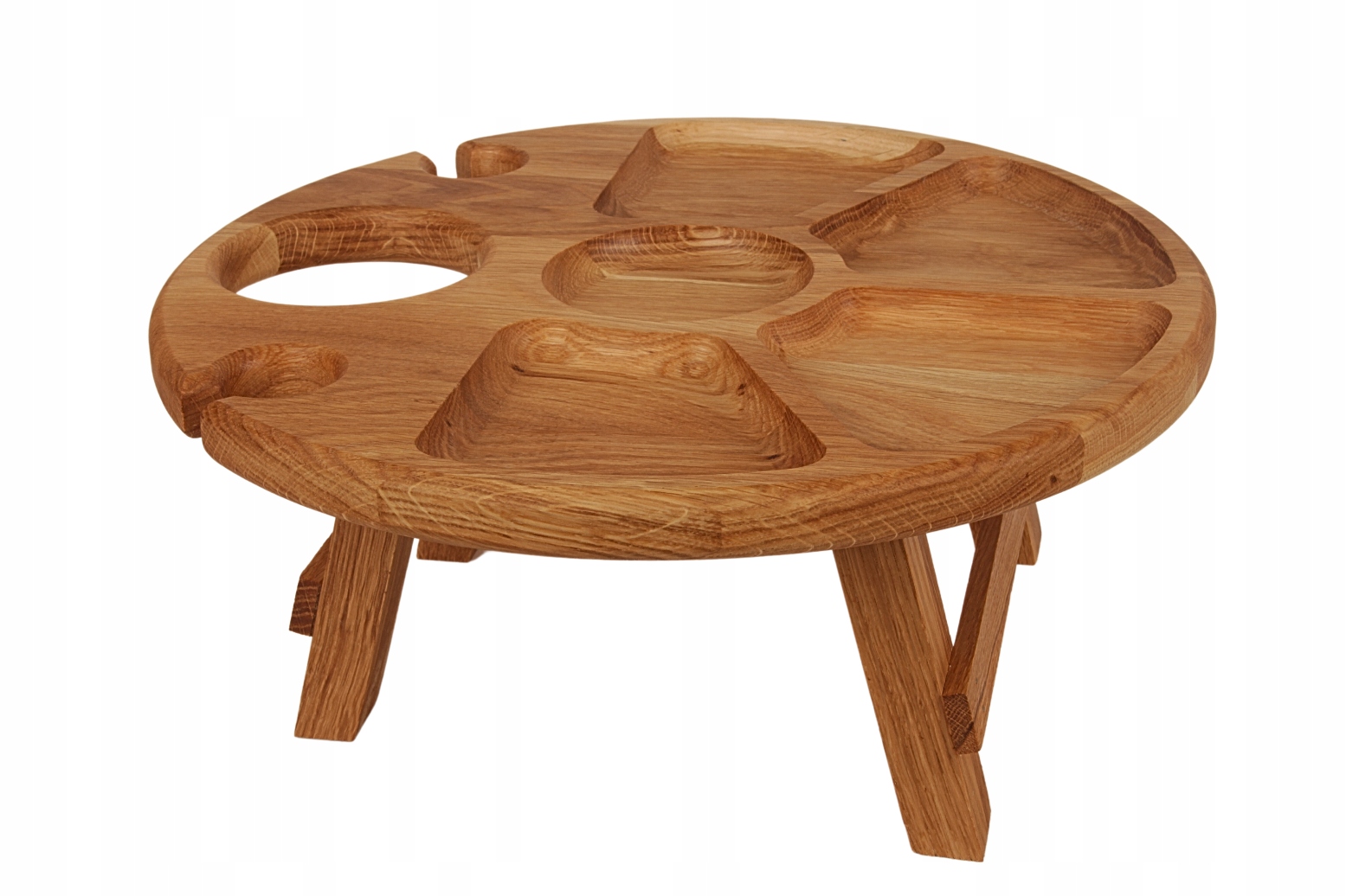 Dubová deska na sýry a víno s nožkami pro servírování na piknik