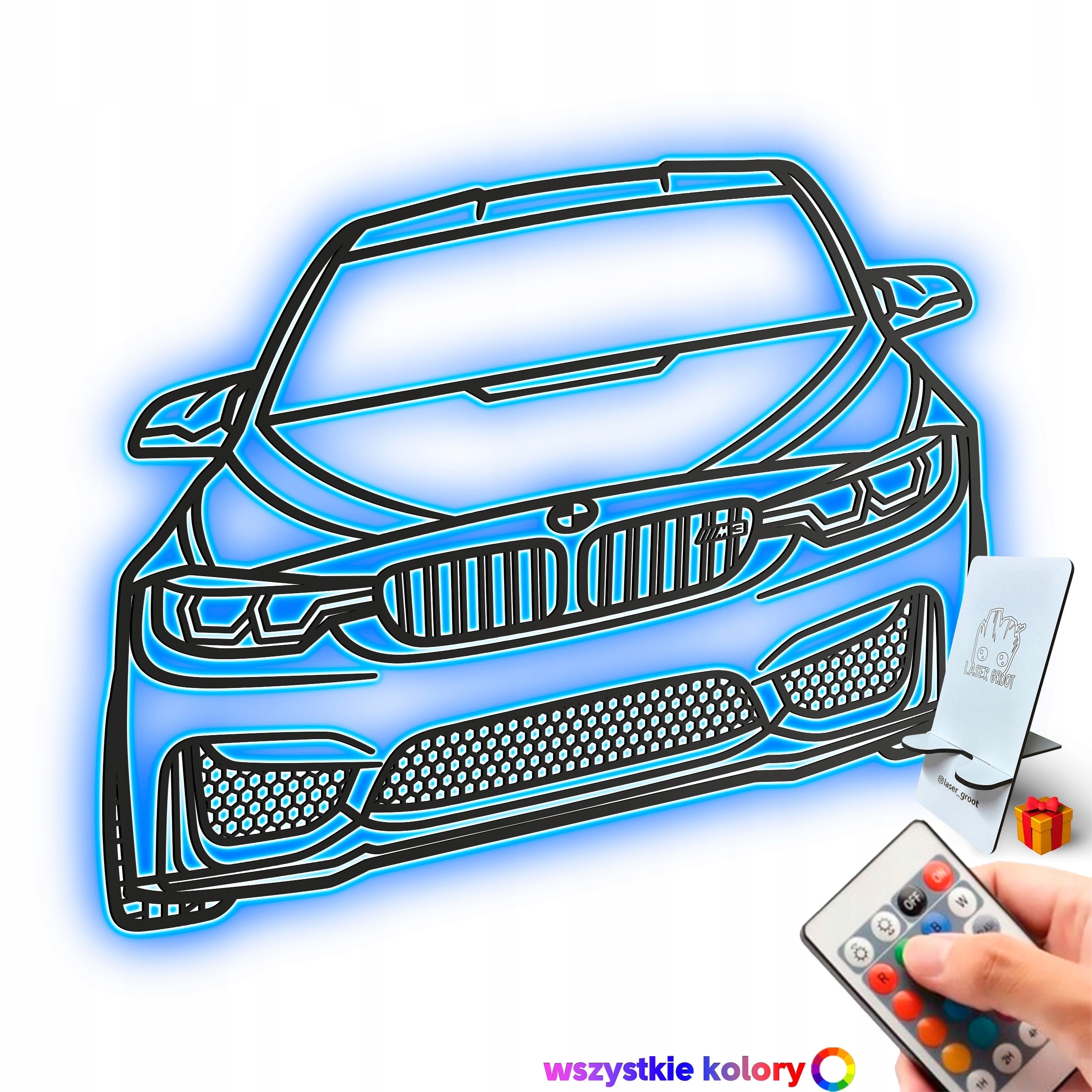 Dřevěný 3D obraz Bmw M3 line Nástěnná Dekorace Noční Lampa Led XL