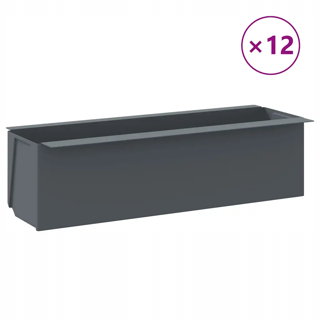 Květináče pro zahradní palety, polypropylen, šedé, 36x13,5x9,5 cm