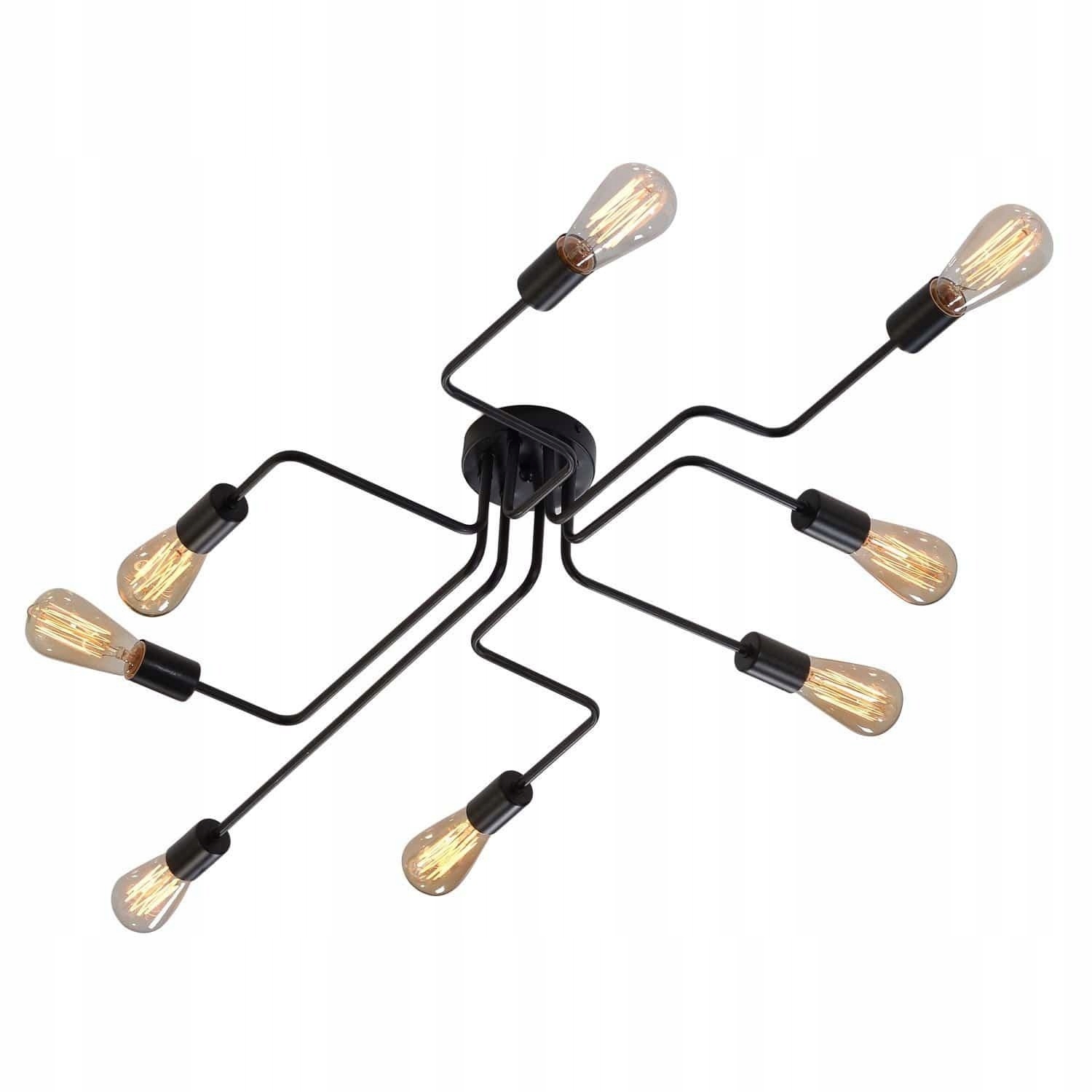 Závěsné Stropní Svítidlo Černá Loft Pavouk Stropní Svítidlo Edison Velká 8 Ramen 132 CM