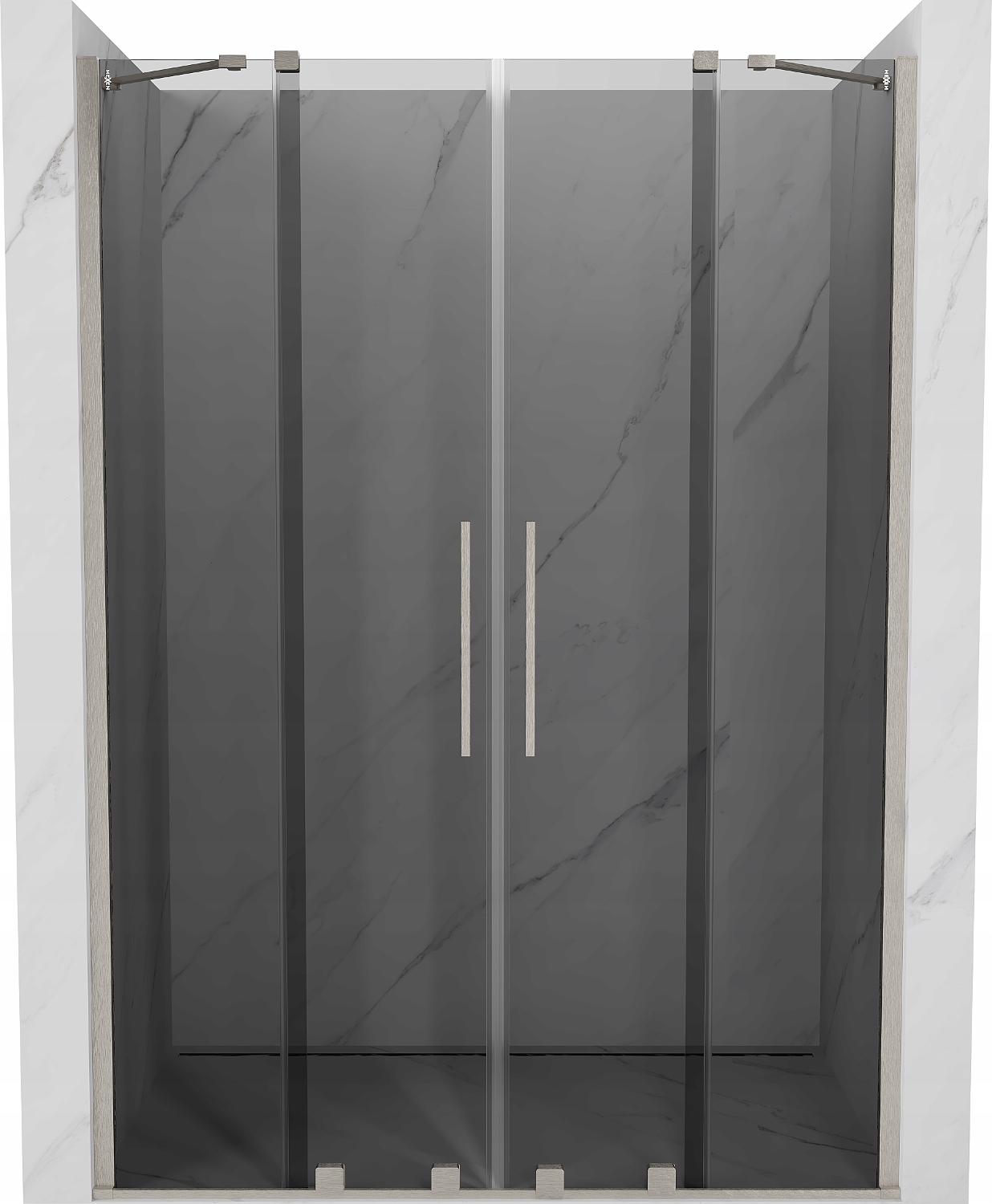 Mexen Velar Duo 150cm Grafitové Posuvné Dveře, Kartáčovaný Nikl
