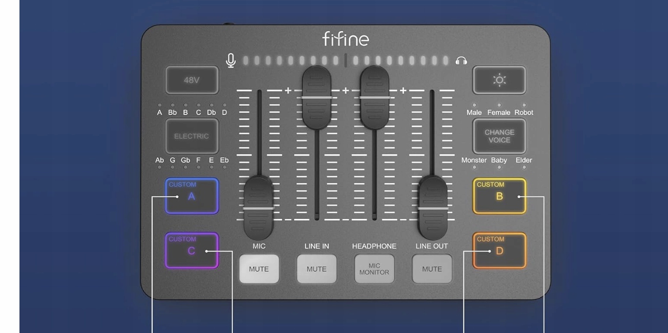 Mikser audio do gier z interfejsem mikrofonu XLR FIFINE MI19 czarny Stan opakowania oryginalne