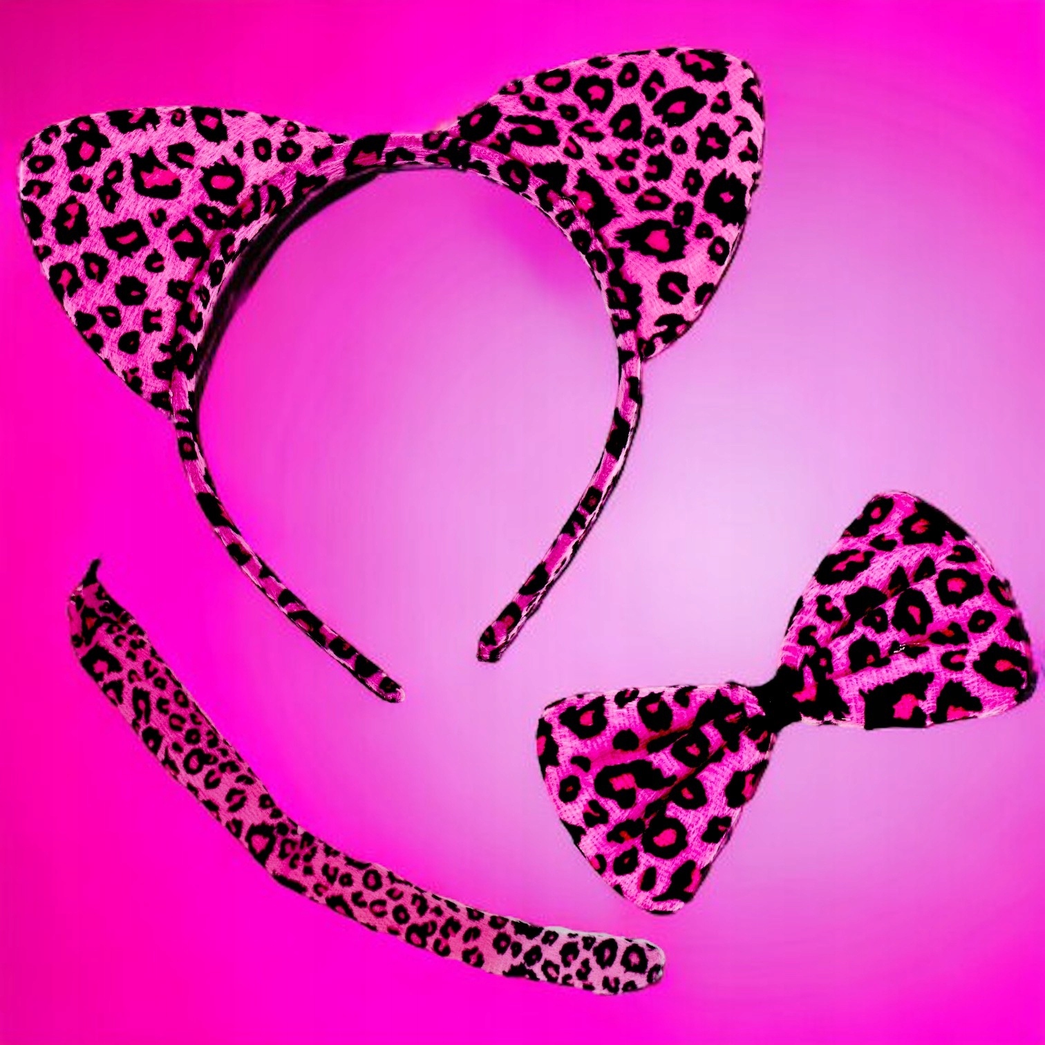 STRÓJ RÓŻOWA PANTERA kotek USZY SPÓDNICZKA 30cm Gepart Kot Motyw Zwierzątko