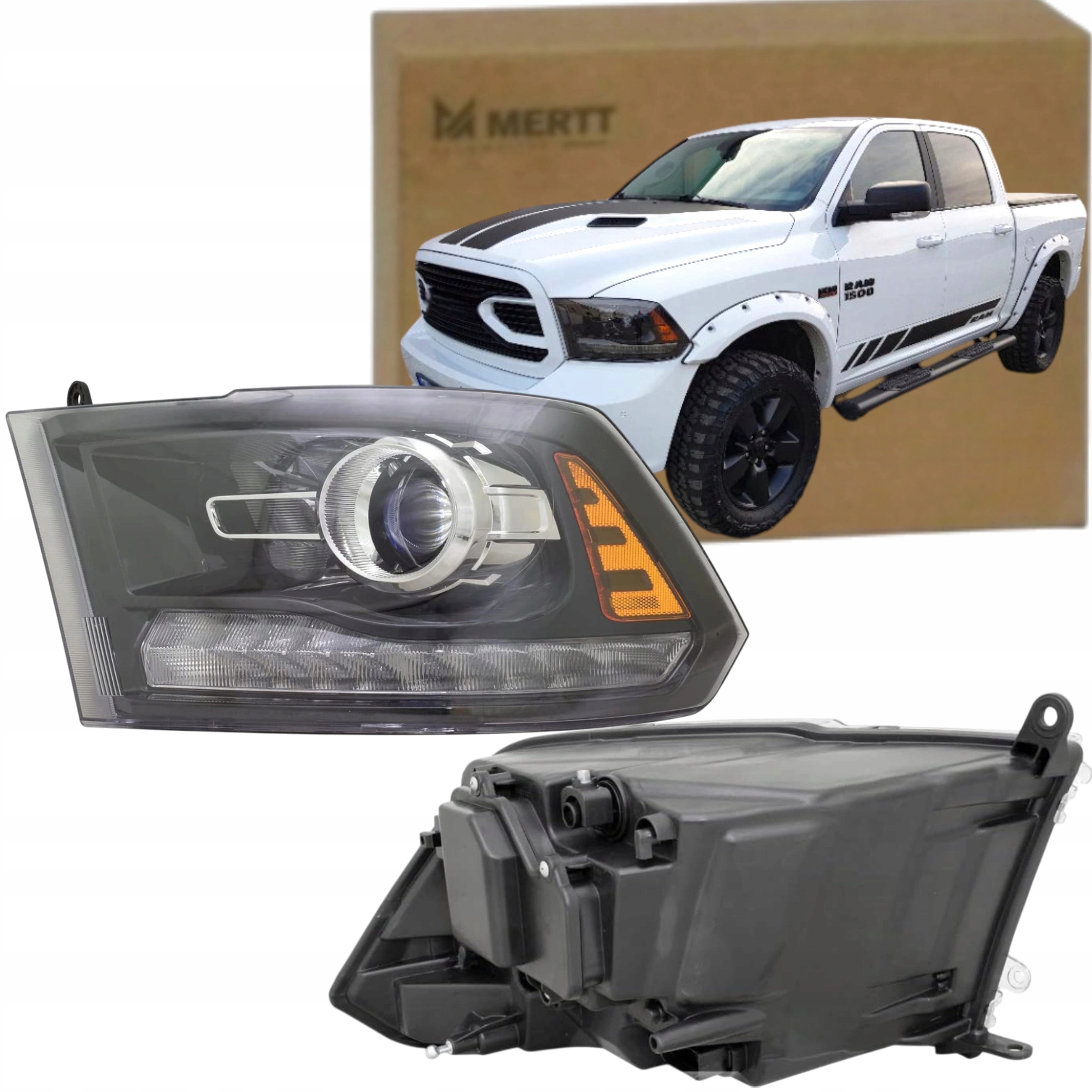 Levý Světlomet Přední Světlo Černé 68274985AA Dodge Ram 2013-2018