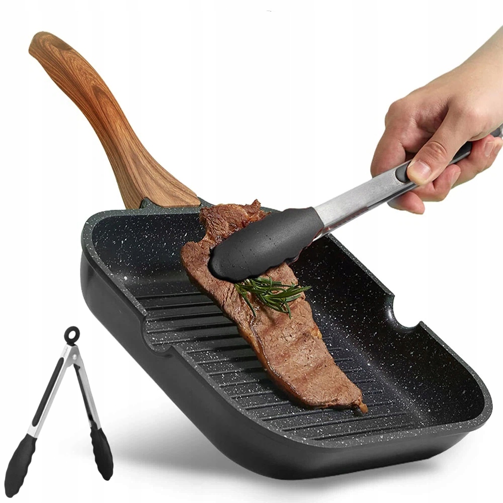 Litinová Grilovací Pánev, Pevná, Těžká Plynová Indukce, 28 X 28 CM