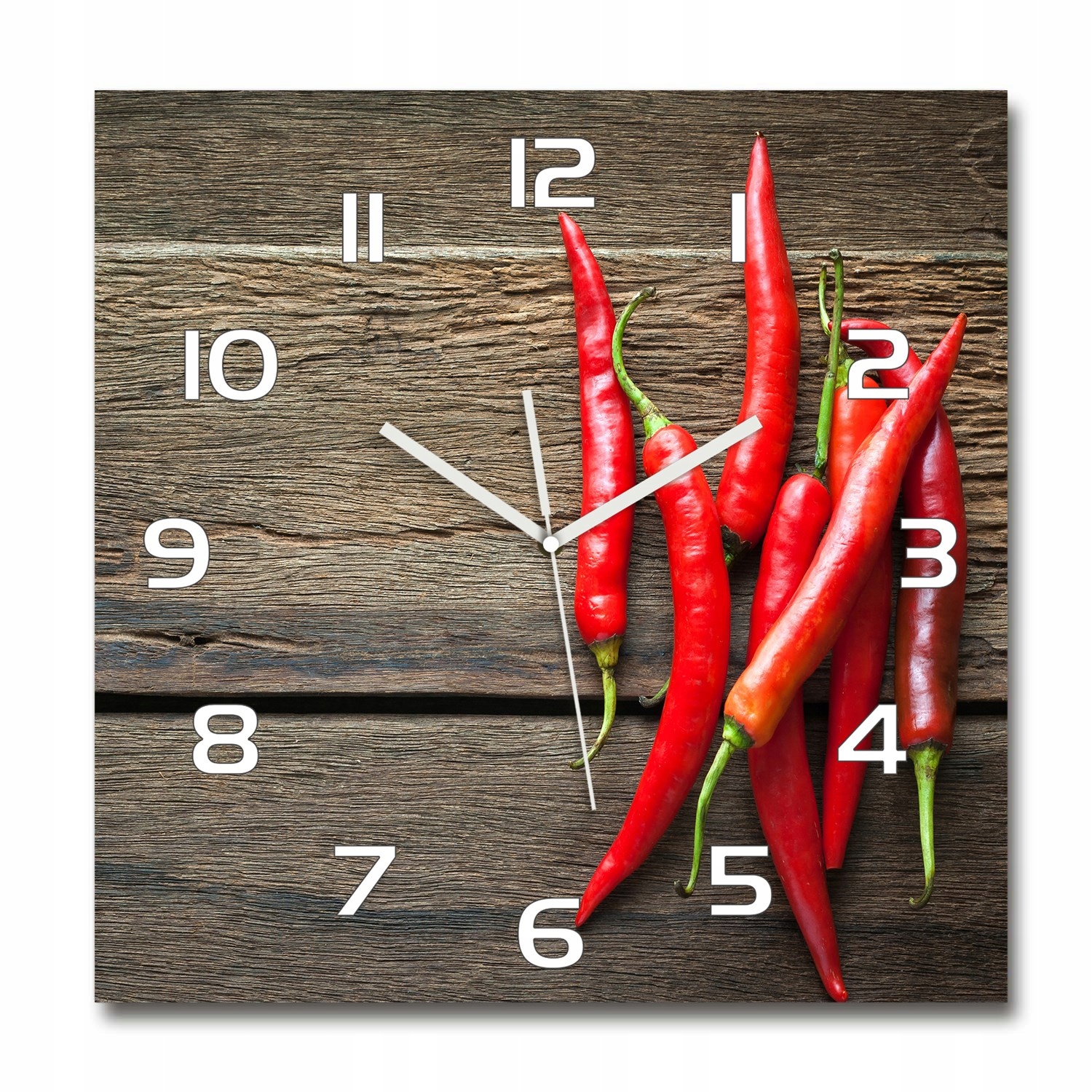 

Duży szklany zegar ścienny Papryczki chilli 60x60