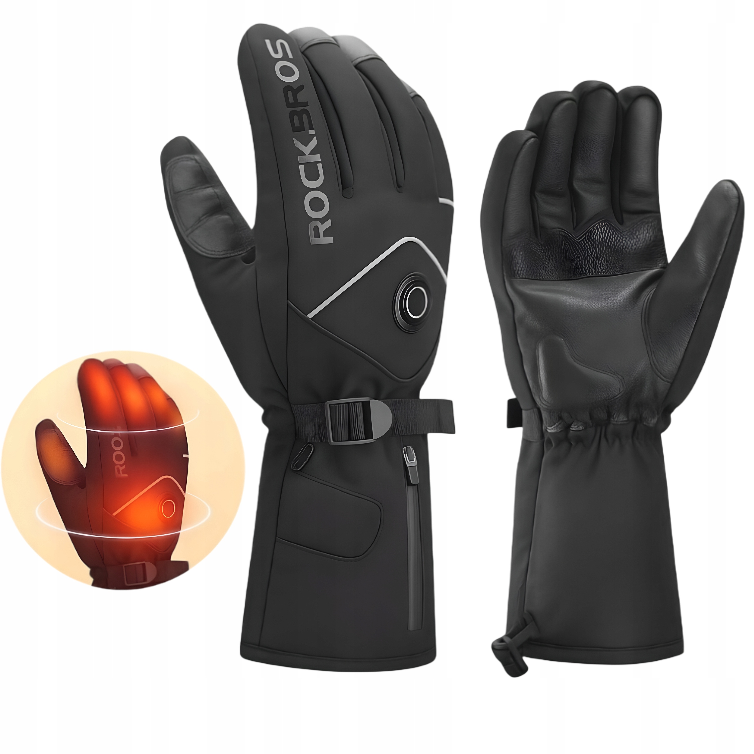 Rockbros Vyhřívané Rukavice 4000 mAh Usb Zimní zateplené motocyklové kolo L