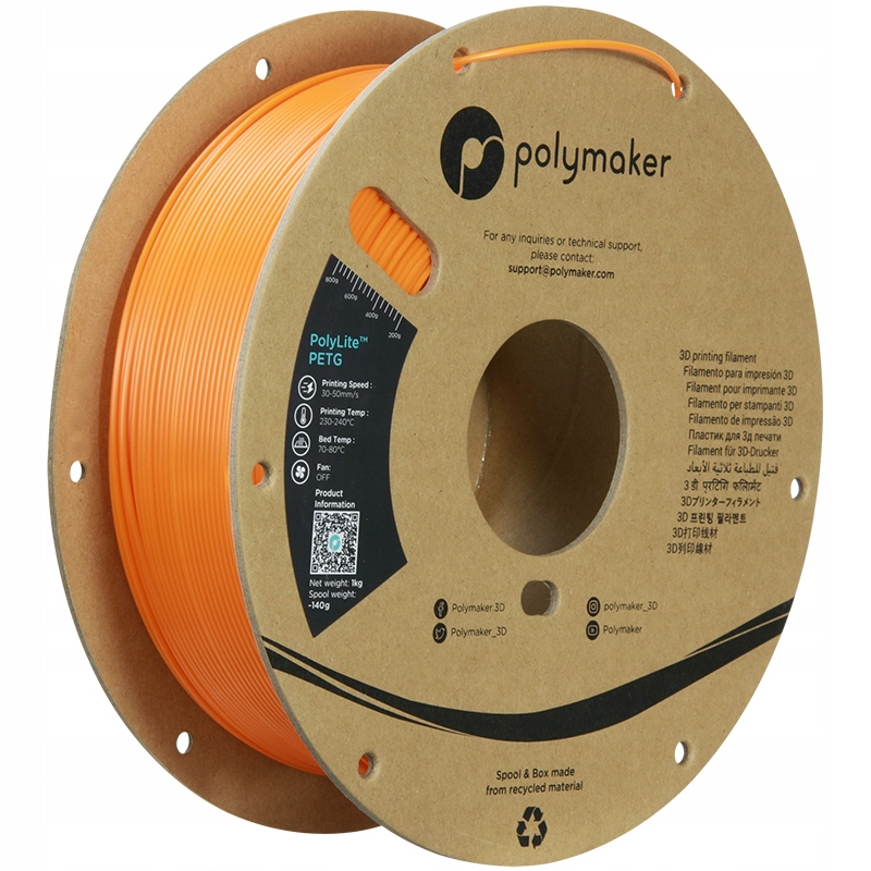 Filament Polymaker PolyLite Petg Oranžový 1.75mm 1kg