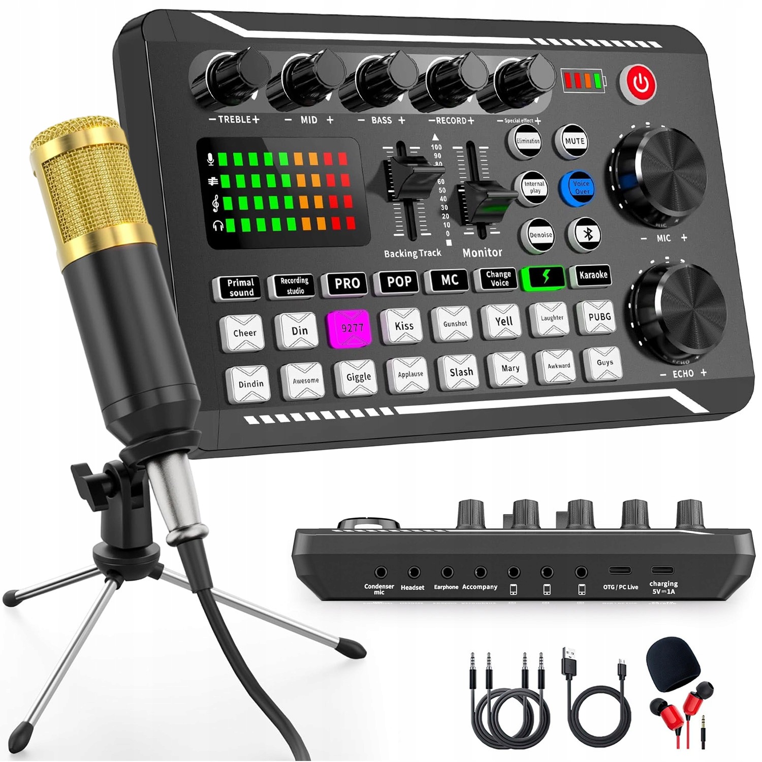 Studiový Kondenzátorový Mikrofon S Mixážním Pultem F998 Pro Podcasty 1200MAH