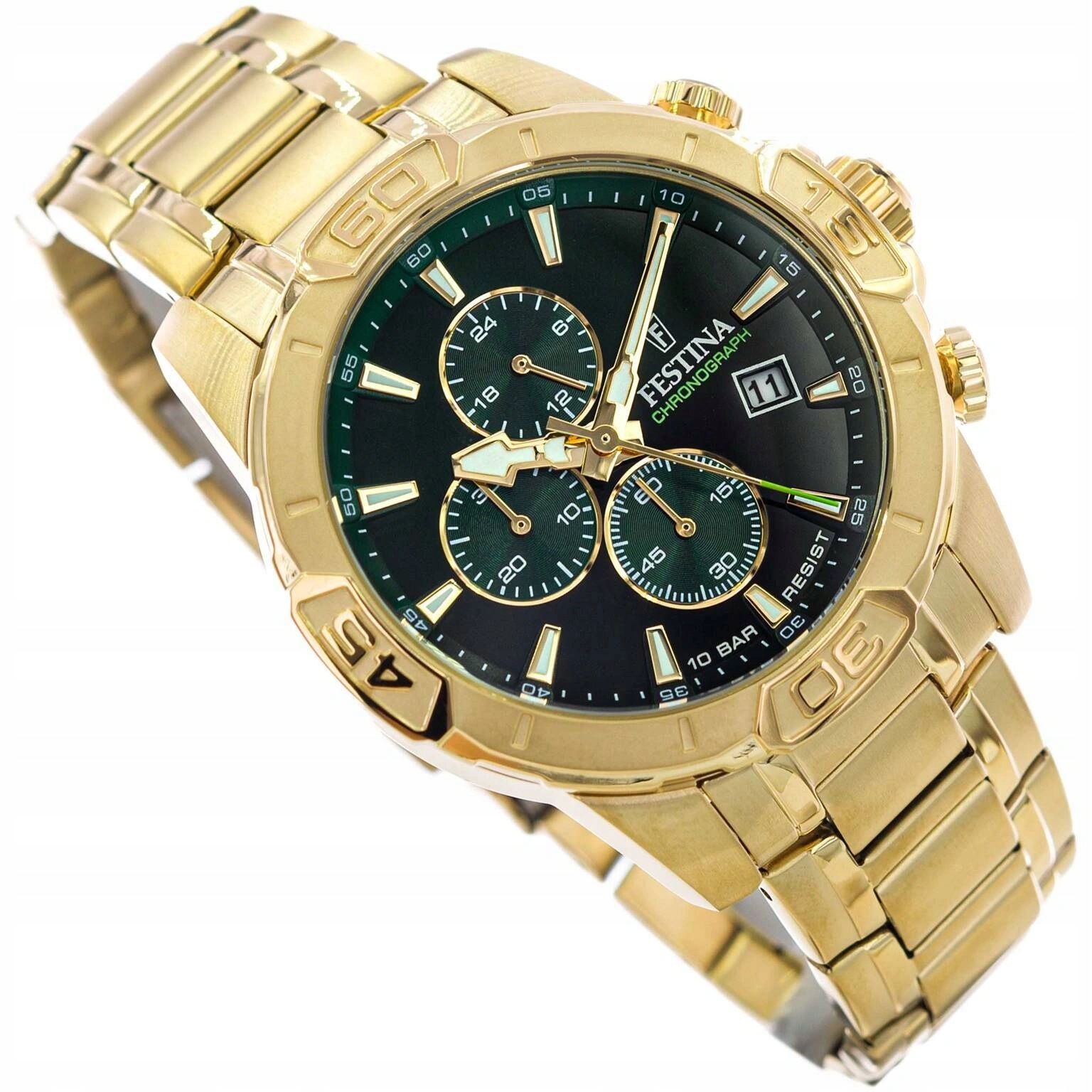 Pánské Hodinky Festina F20705/6 Timeless Chronograph Zlaté Na Náramku