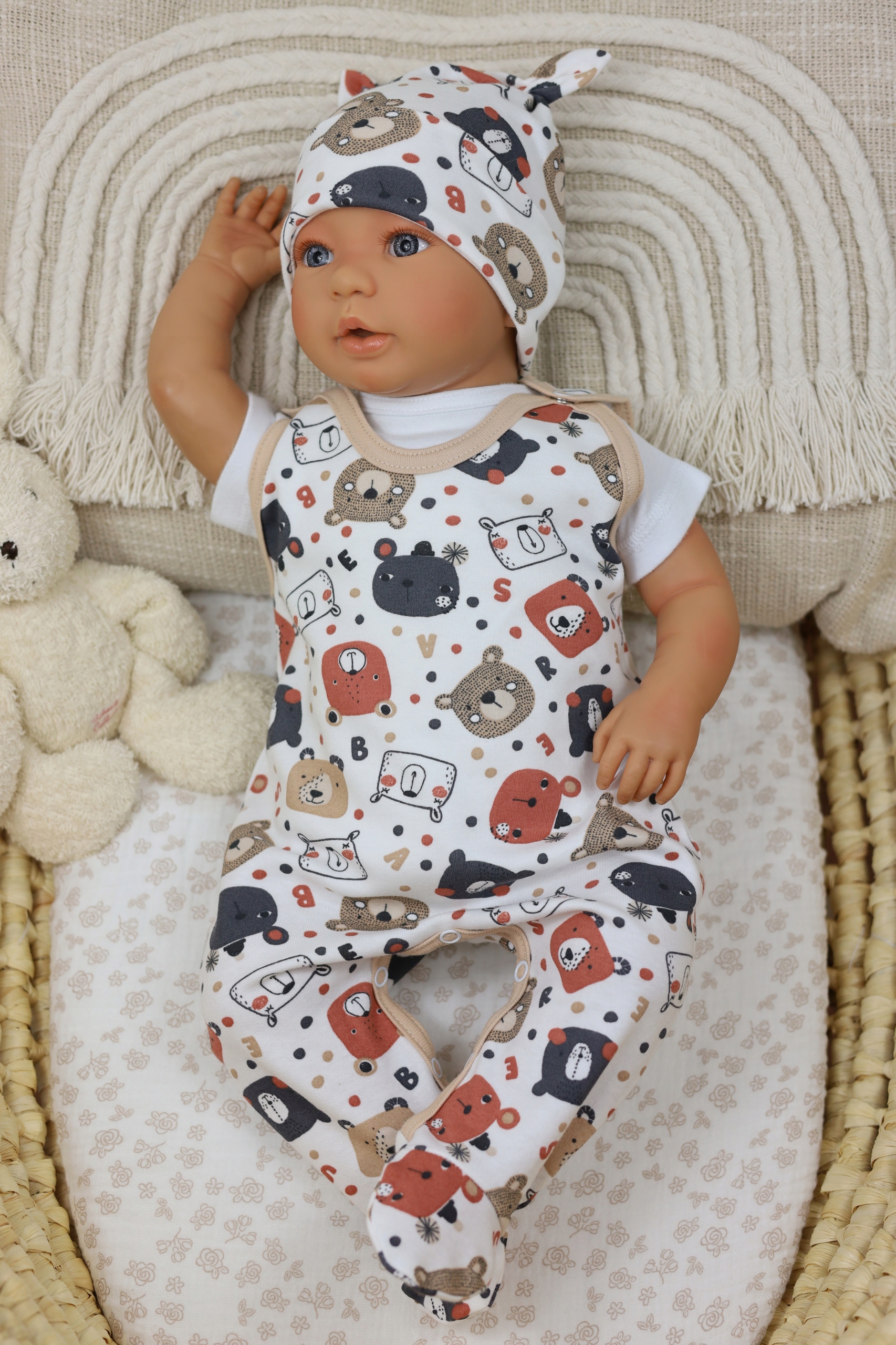 ŚPIOCHY NIEMOWLĘCE ŚPIOSZKI BAWEŁNIANE ROZPINANE r.74 SPACE BEAR /18/ Rozmiar (new) 74 (69 - 74 cm)