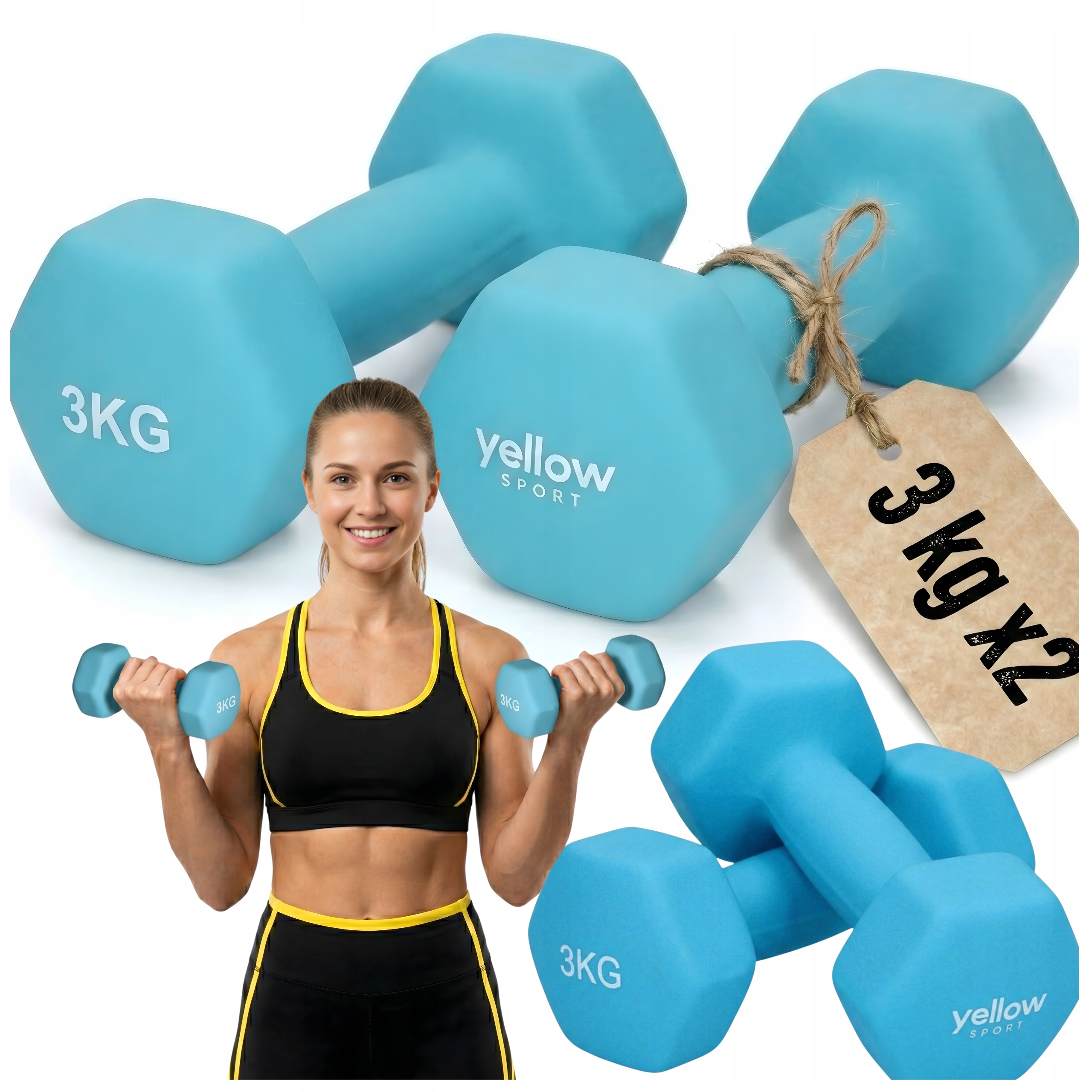 Hantle Bitumiczne Zestaw Hantli Hantelki Do Ćwiczeń Sport Ciężarki 2x 3 kg