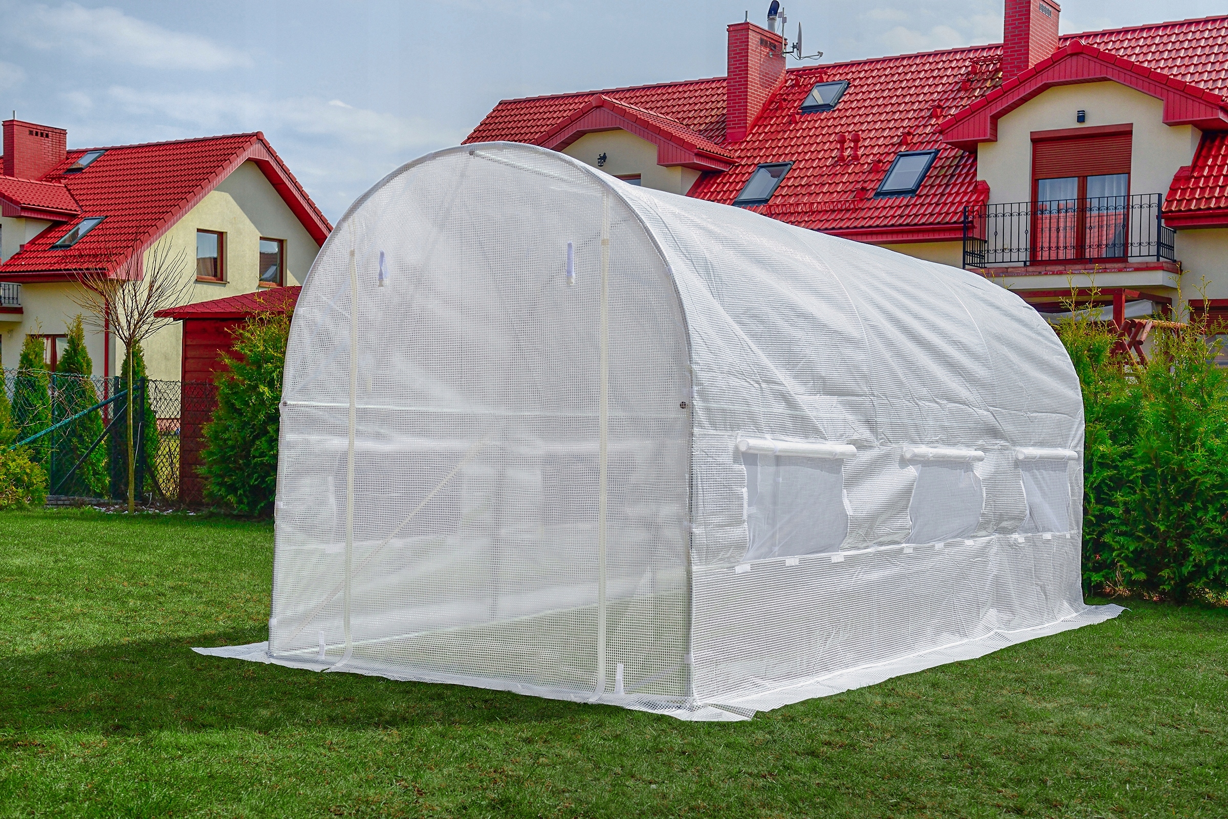 TUNEL FOLIOWY OGRODOWY SZKLARNIA OGRODNICZY 4x2,5m 10m2 STELAŻ FOLIA NAMIOT Długość 400 cm