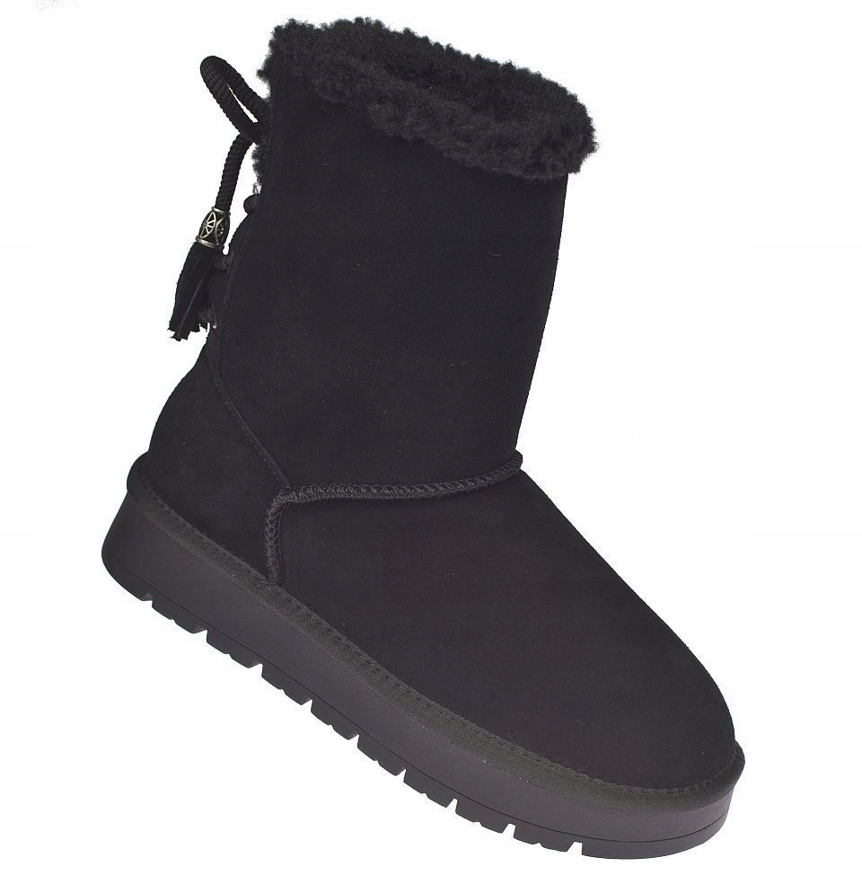 Dámské kožené kozačky CY180, černé, šněrovací, zateplené, vel 40