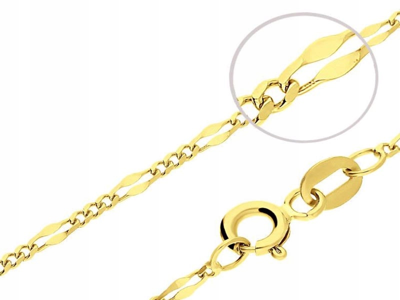 Zlatý řetízek klasický 585, pevná vazba Figaro, délka 50 cm, 2,15 g jako dárek