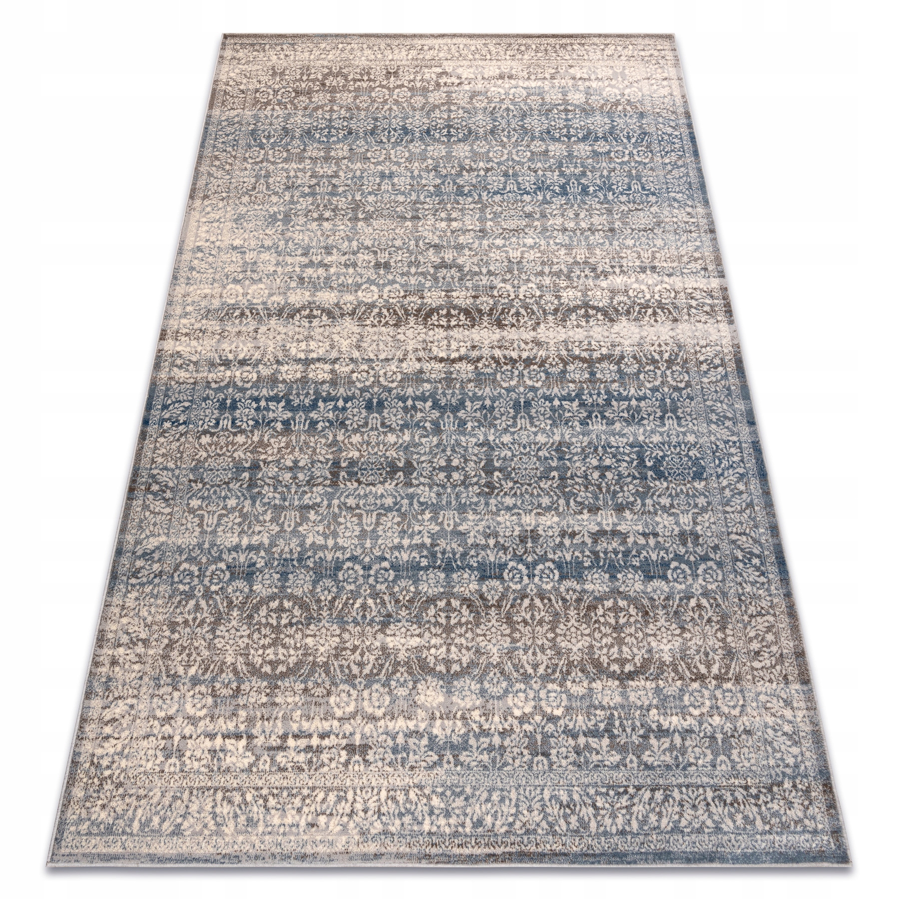 Dywan Wełniany Nain Ornament Vintage beż niebieski 160x230 cm