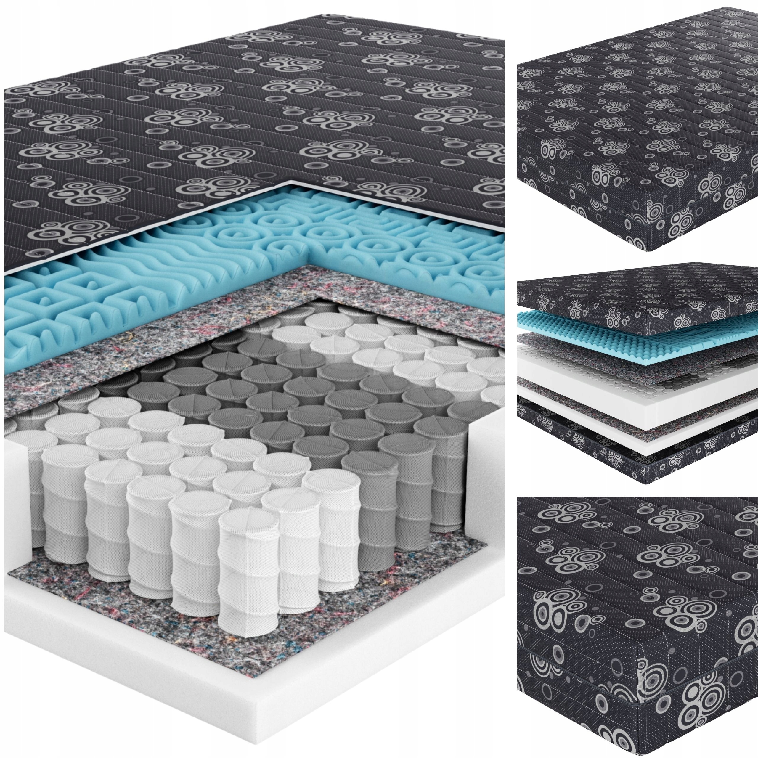 Materac 160x200 Sprężynowy Senpuro Black Relax Comfort H2 H3