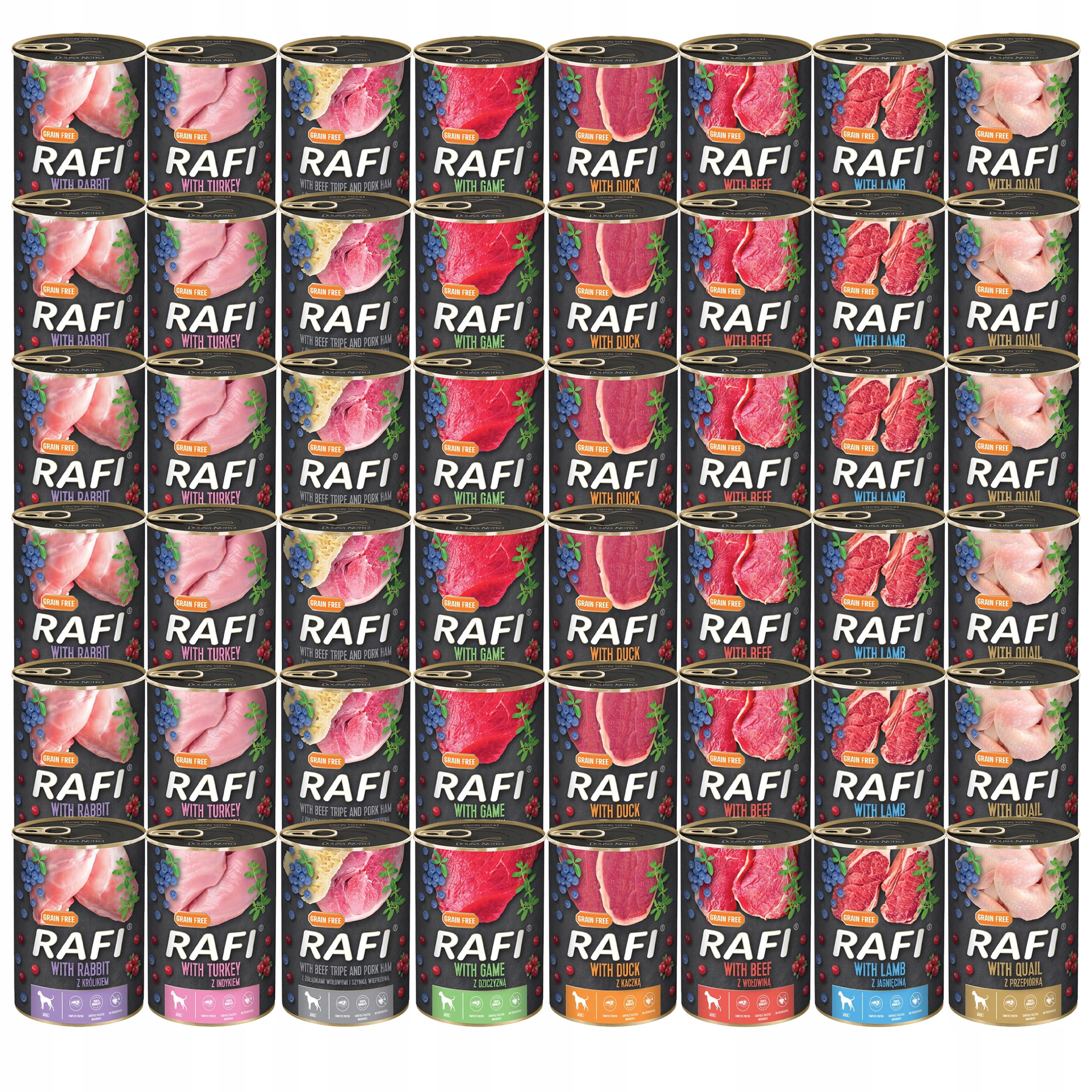 Levně Rafi Krmivo mokré pro psa mix chutí Dolina Noteci 48 x 400 g Bez obilovin