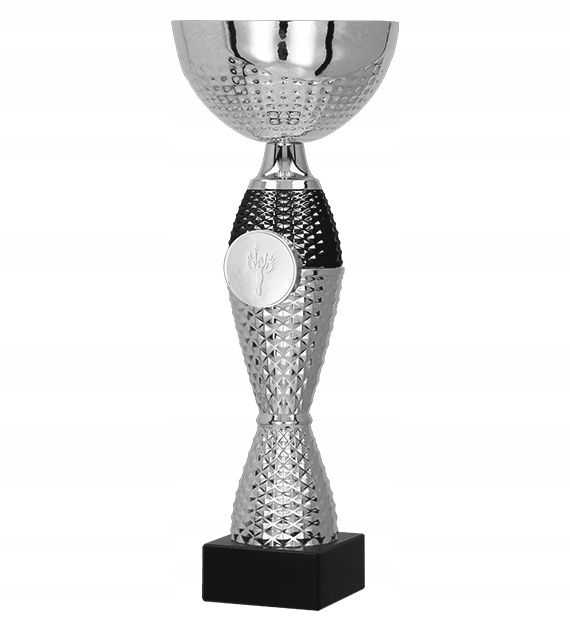 Puchar metalowy srebrno-czarny 19cm