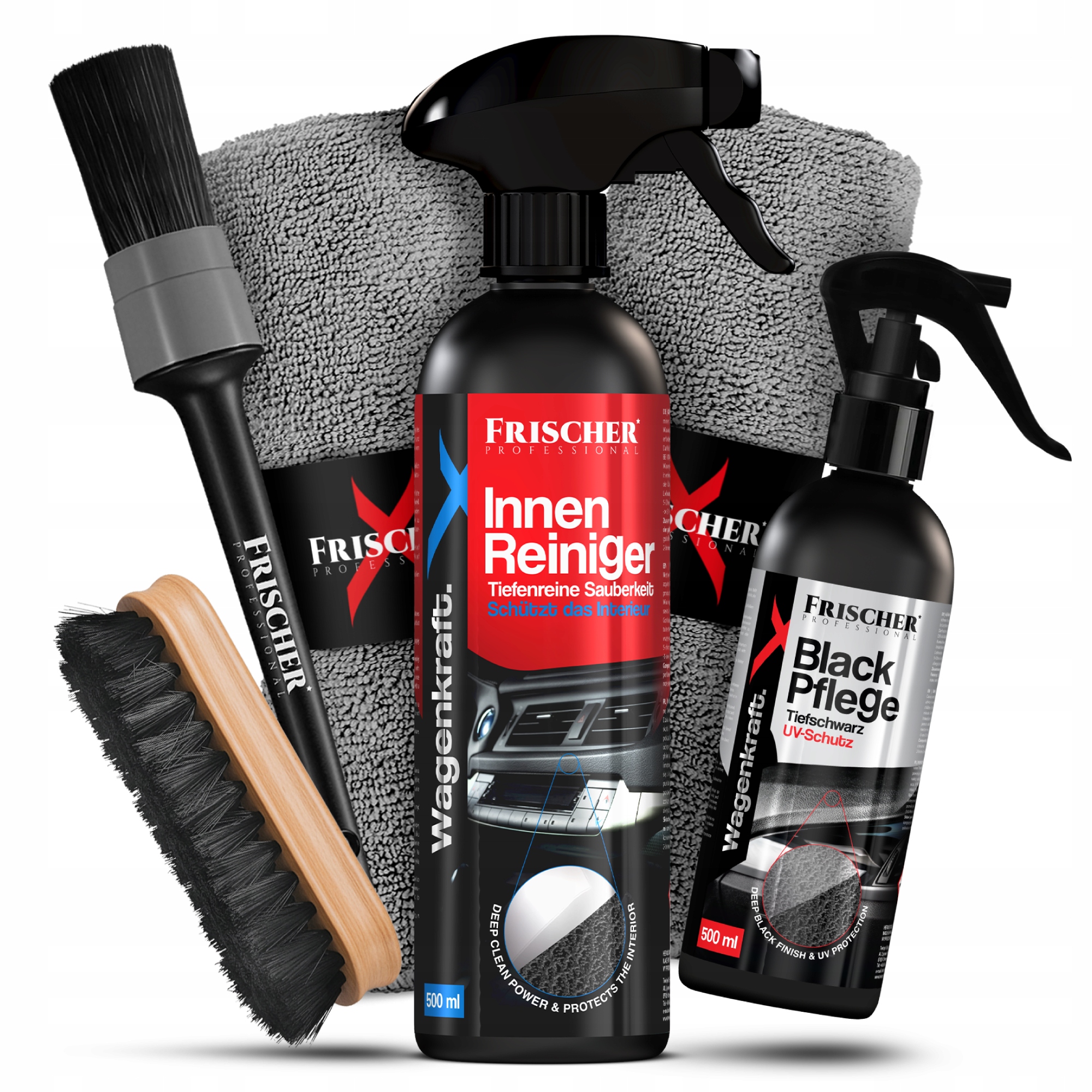 Środek Płyn Do Czyszczenia Aut Tapicerki Dressing Do Plastików Zestaw 6W1