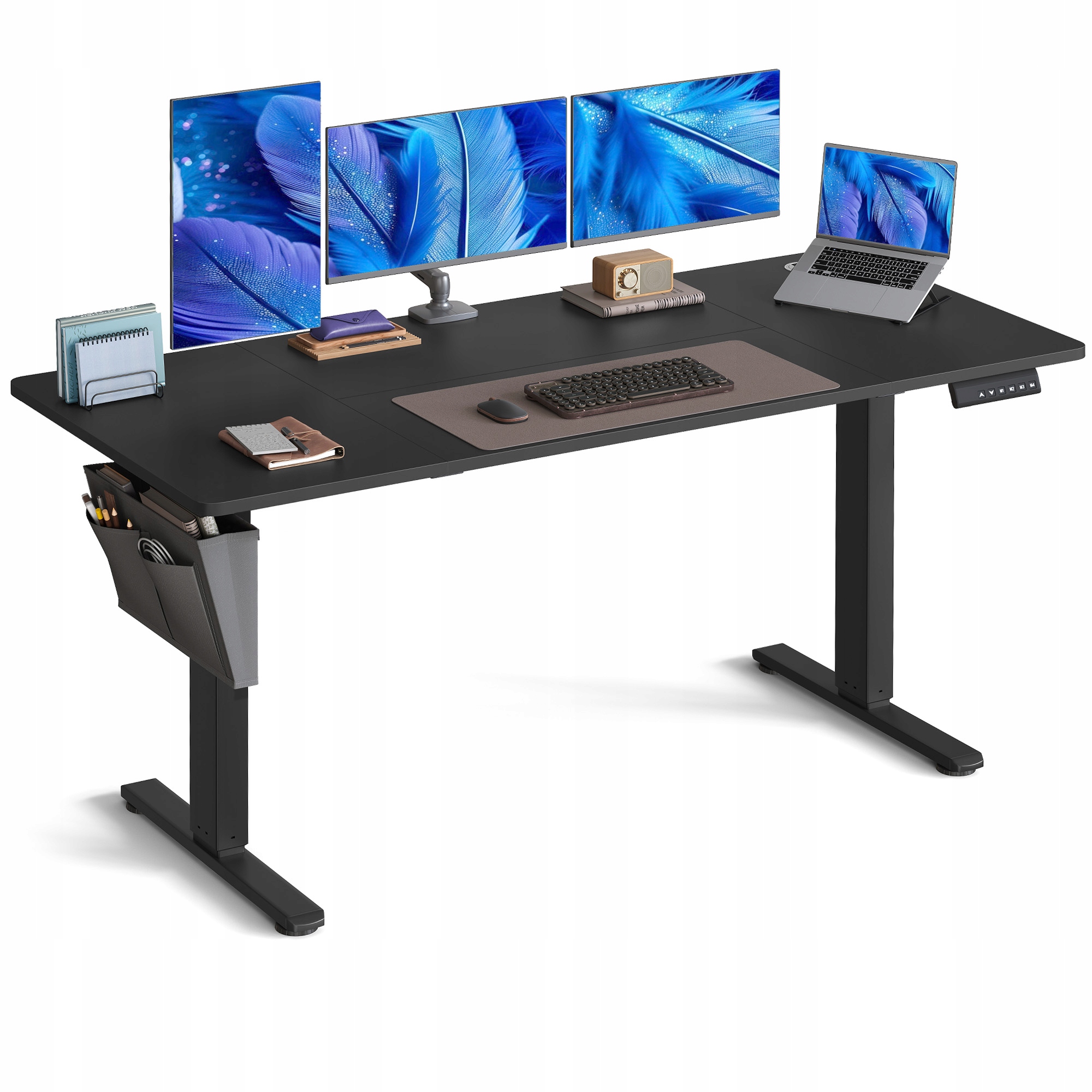 Songmics Elektrický psací stůl s nastavitelnou výškou 160 x 70 cm, černý
