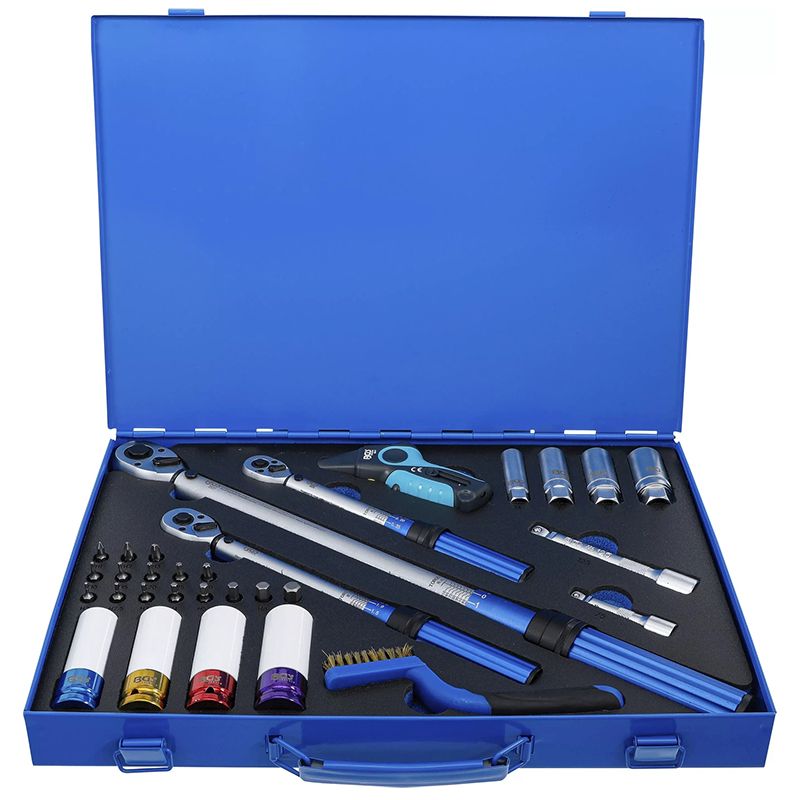 Sada: 3 momentové klíče a sada nástrčných hlavic, Bgs 74305