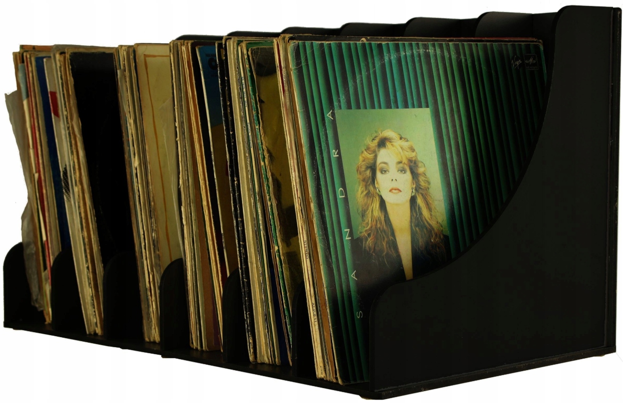 Stojak Na Płyty Winylowe Organizer Winyle Czarny 150 Płyt 60 cm