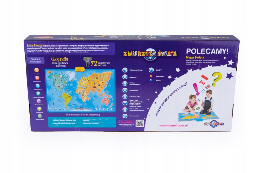MAPA ZWIERZĘTA ŚWIATA INTERAKTYWNA DUMEL 60846 Region Świat