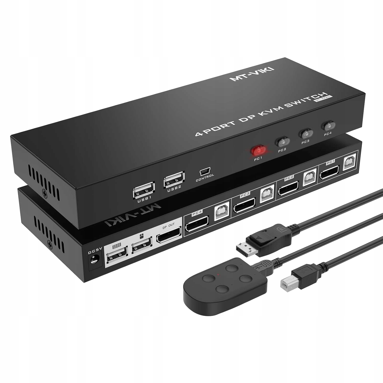 Mt-viki Přepínač 4K 60Hz Kvm DisplayPort 4 porty Dp Switch 4:4:4 Uhd
