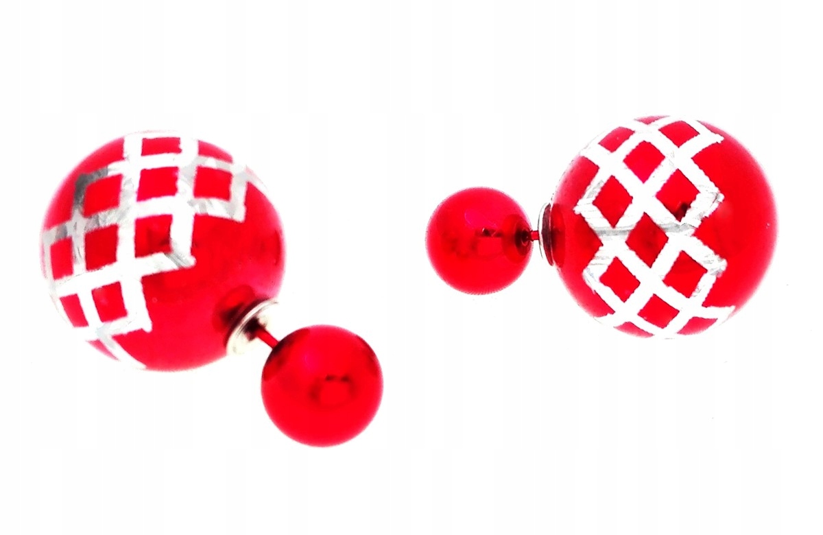 

Kolczyki kule tribal metaliczne w kratkę Czerwony