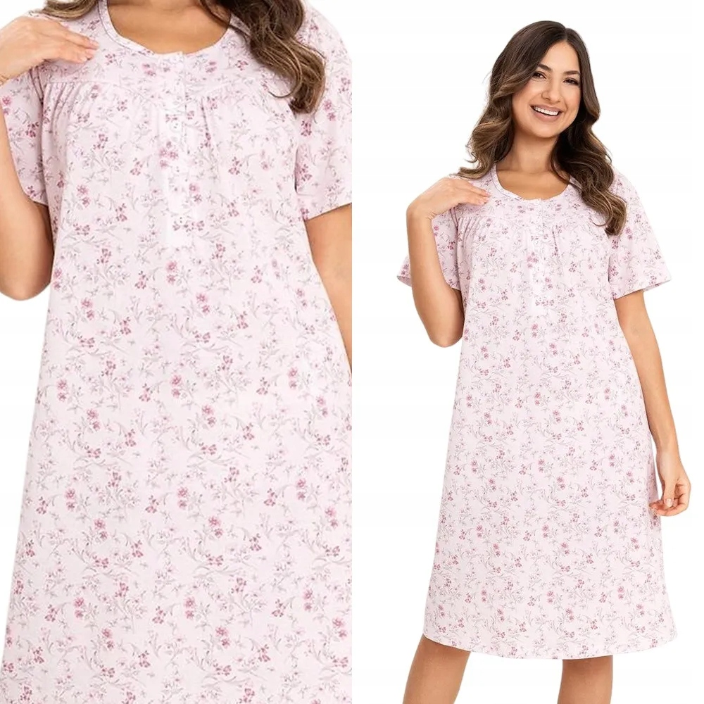 Dámská Noční bavlněná košile Regina 018 růžová 3XL 46 Růžová