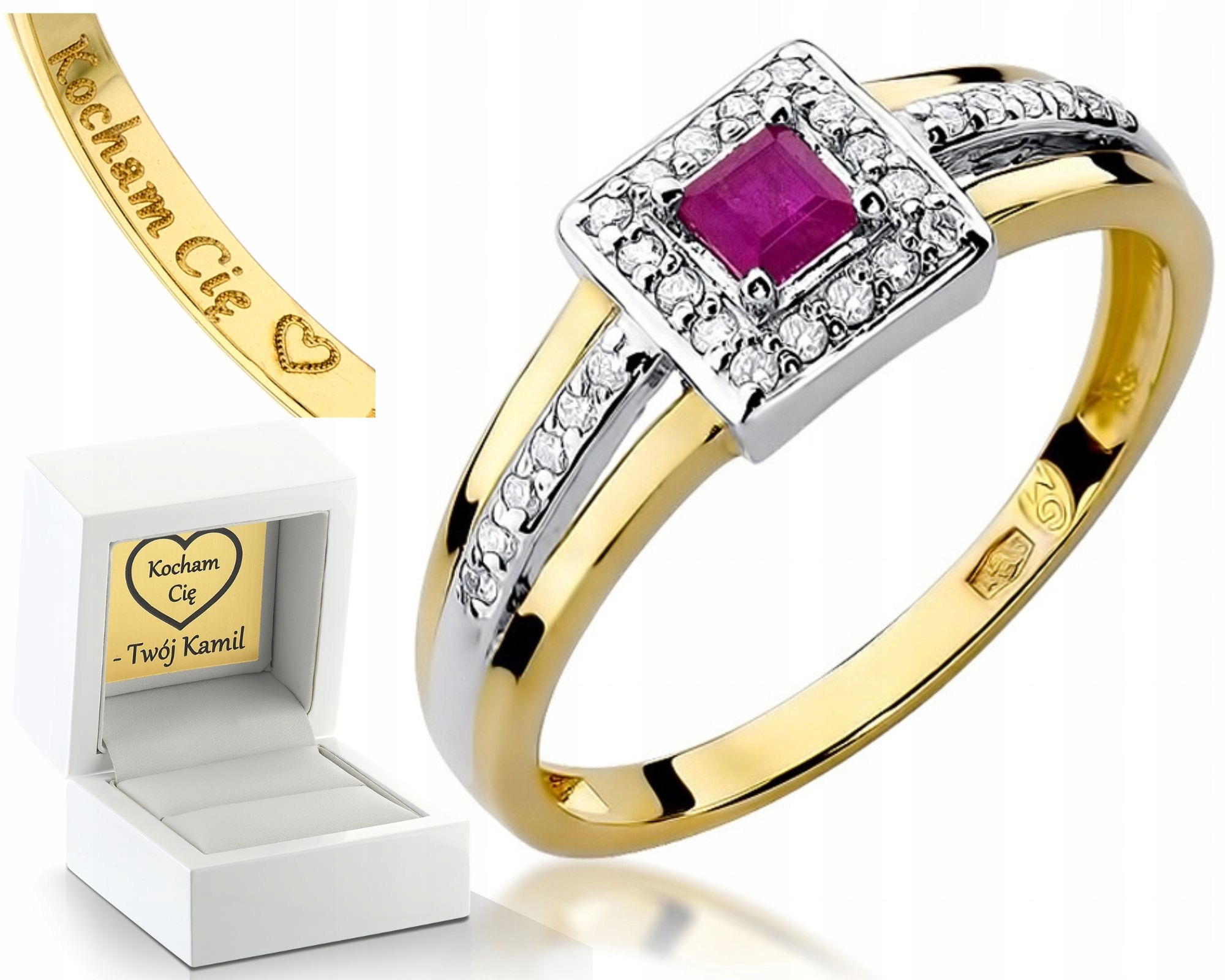 Zlatý Prstýnek Rubín Brilianty Každý Velikost 585