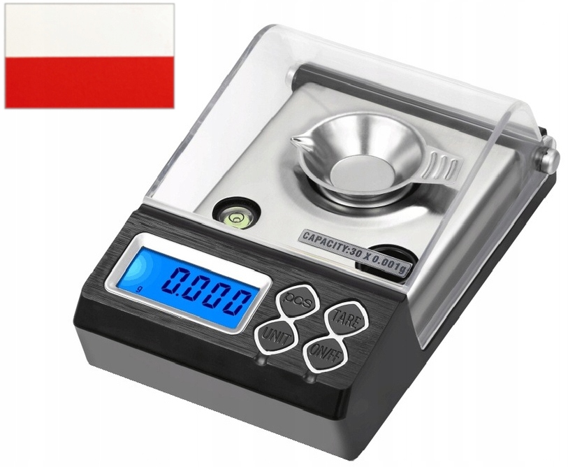 WAGA ELEKTRONICZNA LABORATORYJNA 0,001 50g + naklejka