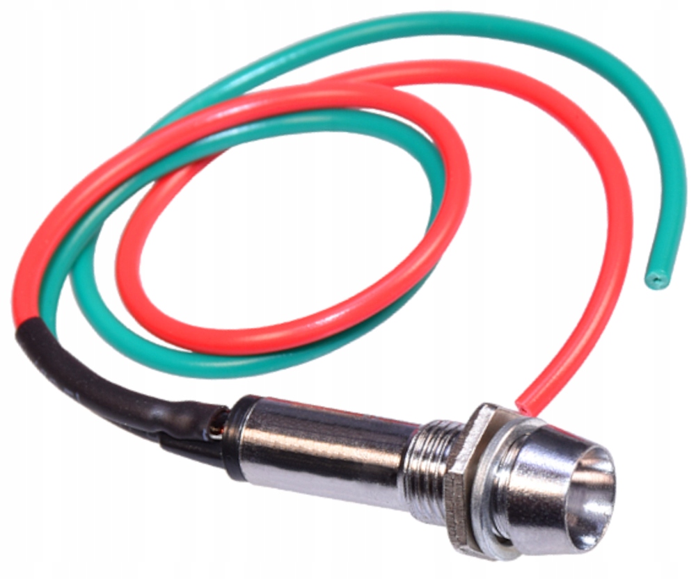 Metalowa kontrolka LED XD8 12V czerwona + przewody 20cm SMD nie