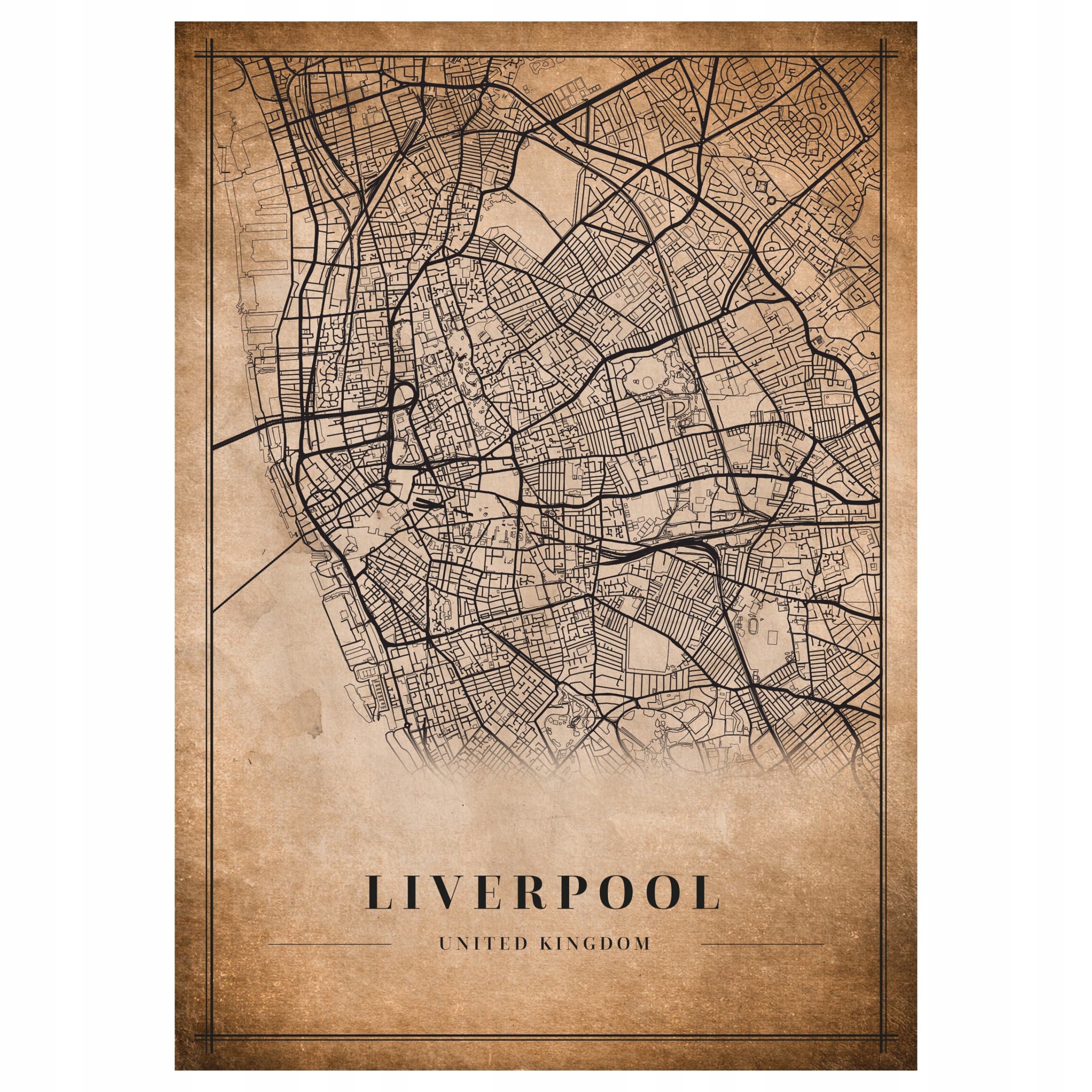 

Plakat Mapa miasta vintage Liverpool 70x50cm