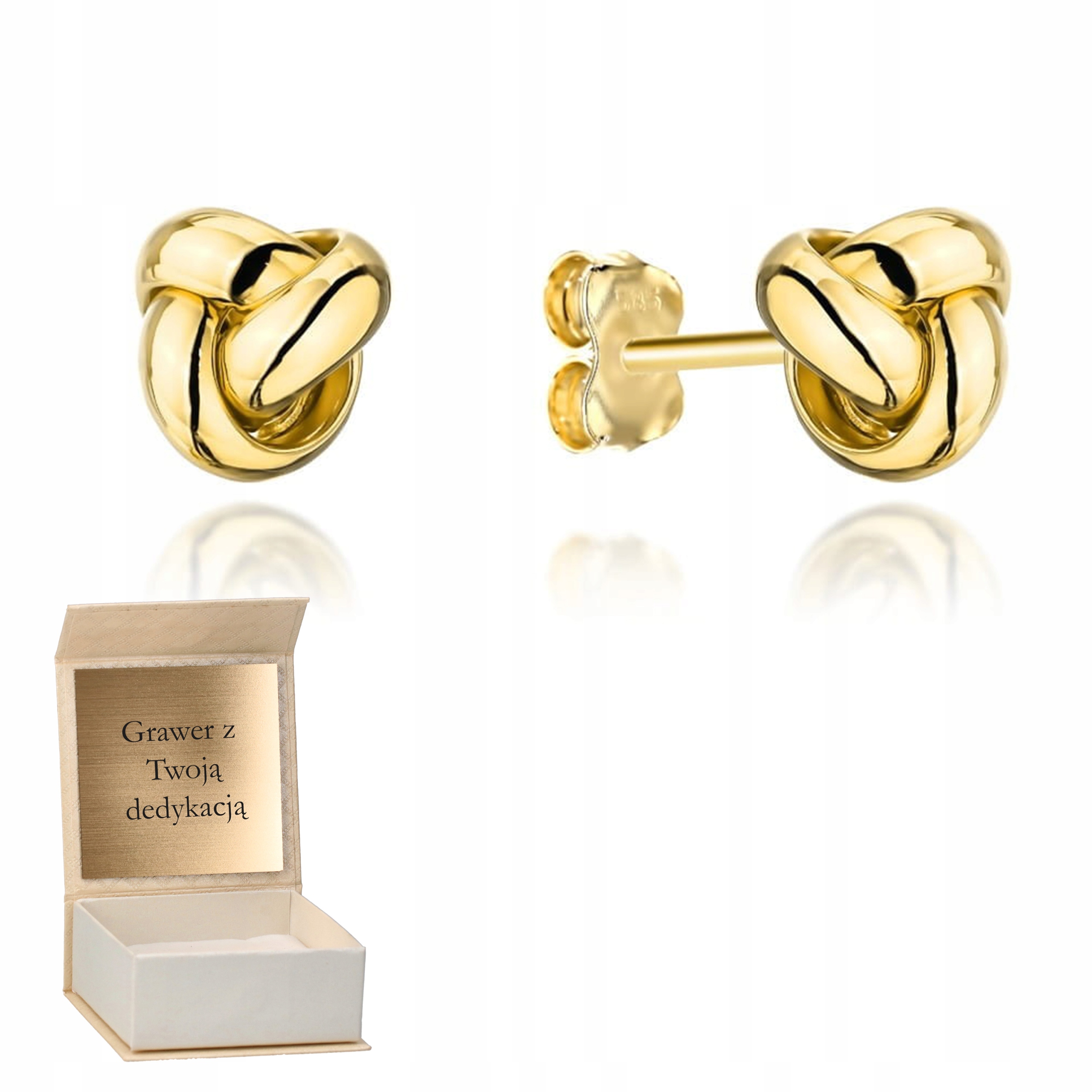 Zlaté náušnice Pletené hladké na tyči zlato ryzost 585 Gravírování