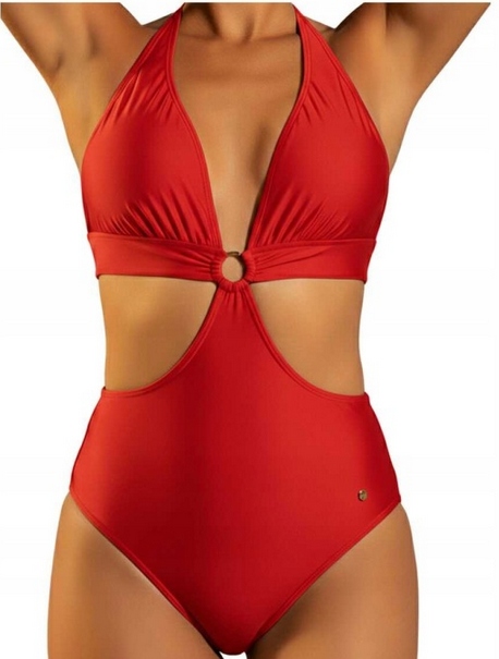 Self Jednodílné Plavky S1556 Zrcadla 16 Červená/red L/40