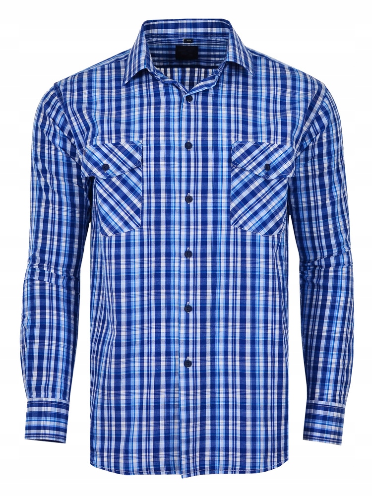 Košile Kostkovaná Modrá Dlouhá Velká 51/52
