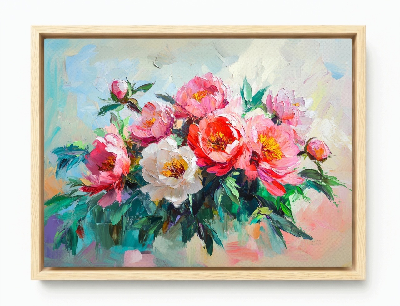 Obraz Rám Americký Box Příroda Květiny Pivoňky Květiny Kytice 80x60