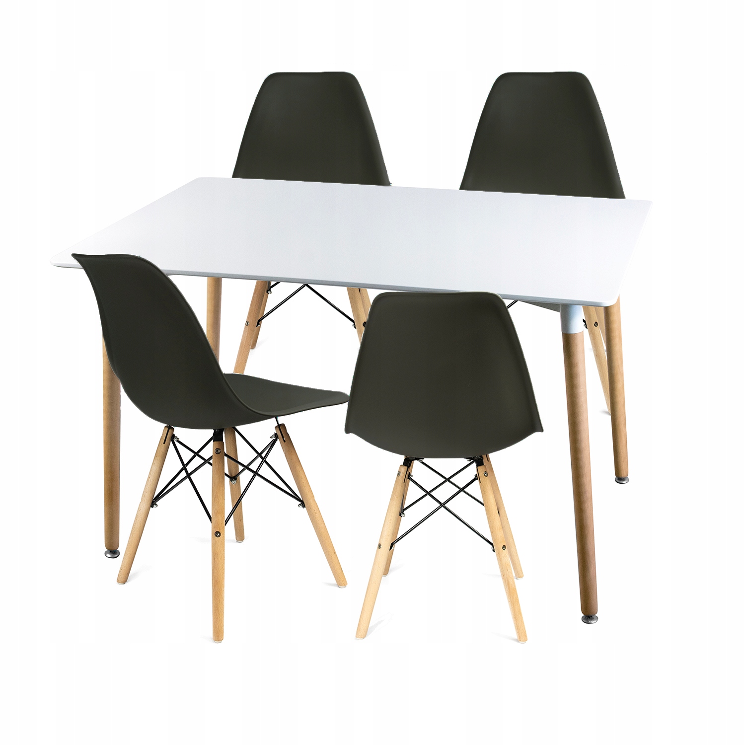 Stalas + 4 skandinaviškos kėdės, modernus komplektas