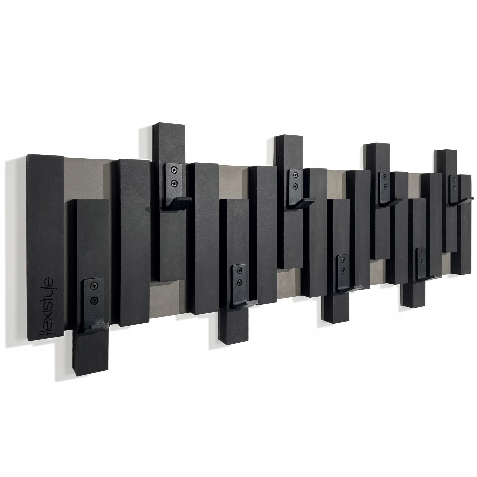 Černý nástěnný věšák na oblečení dřevěný Lamele Mini 80cm