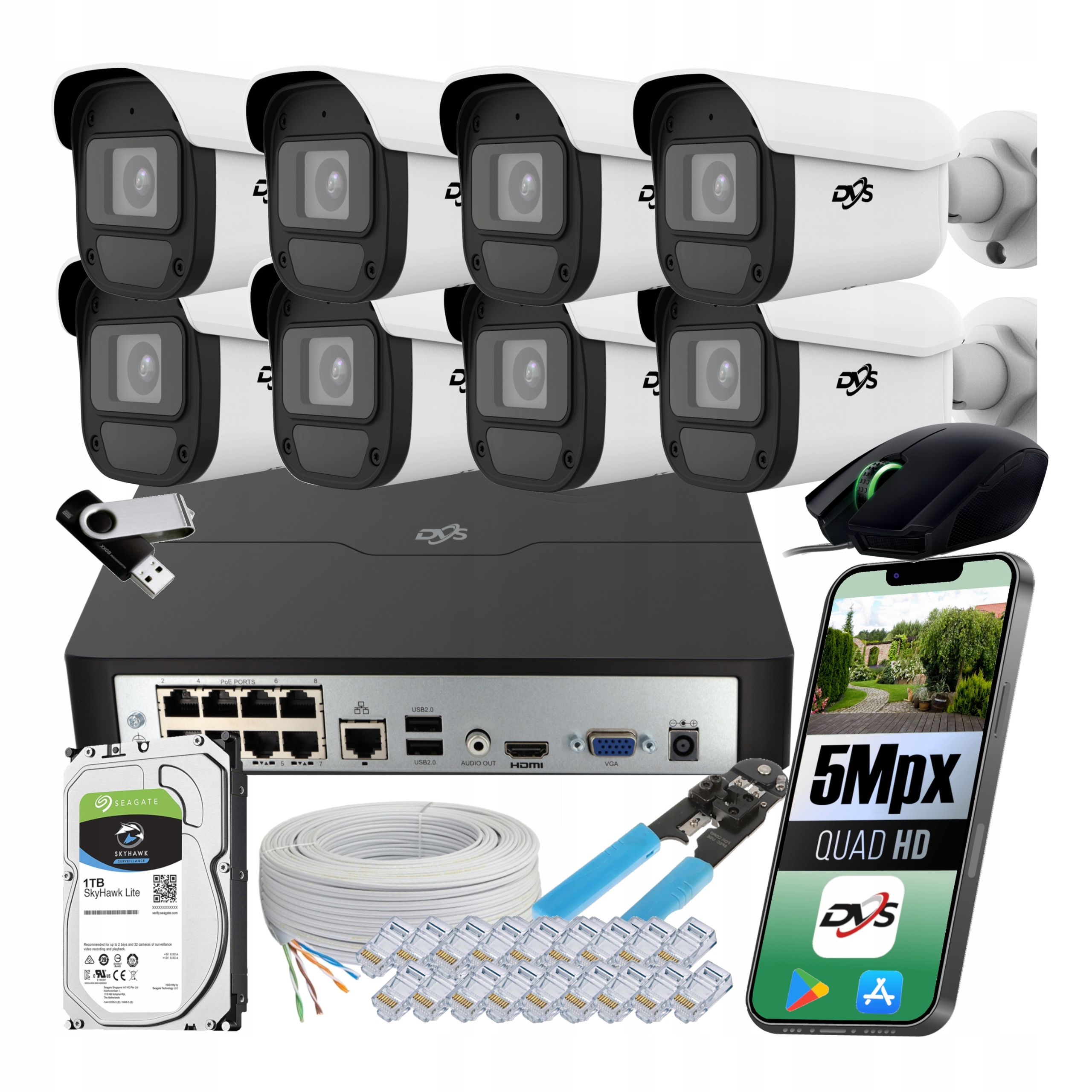 Sada 8 Ip Kamer Pro Monitorování 5Mpx Disk 1TB X Smart Dom Společnost Dvs