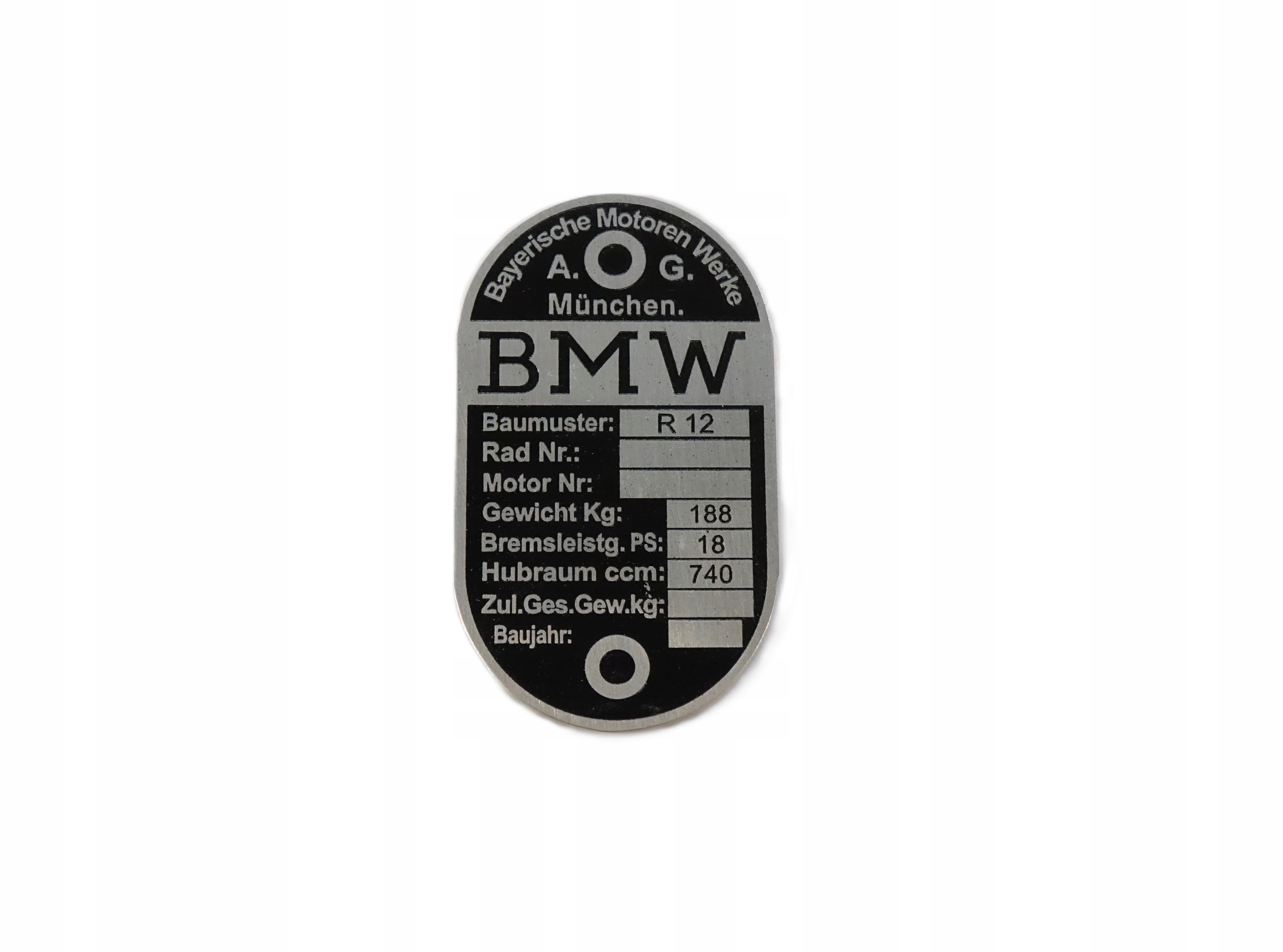 Tabliczka znamionowa BMW R61