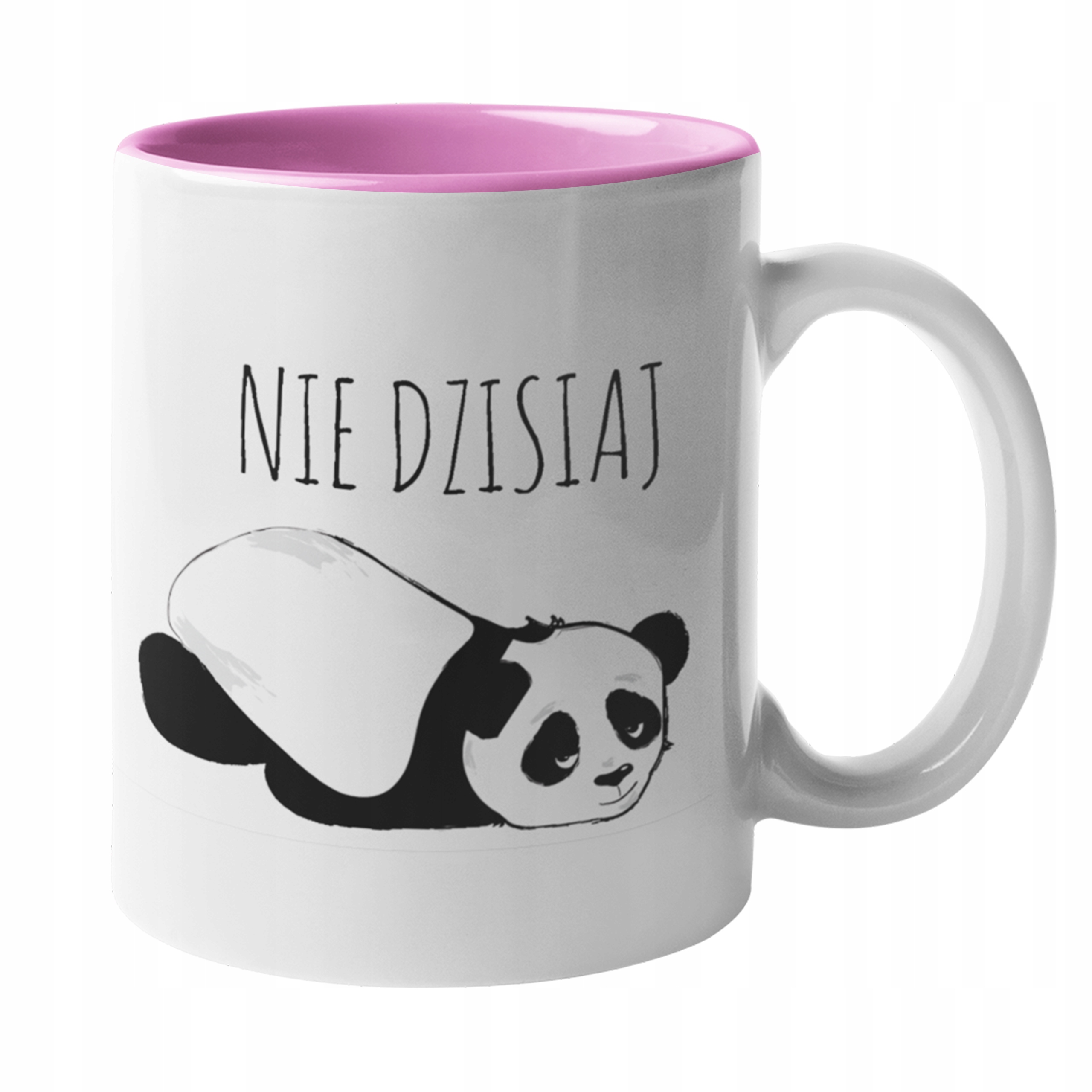 

Śmieszny kubek panda różowy środek