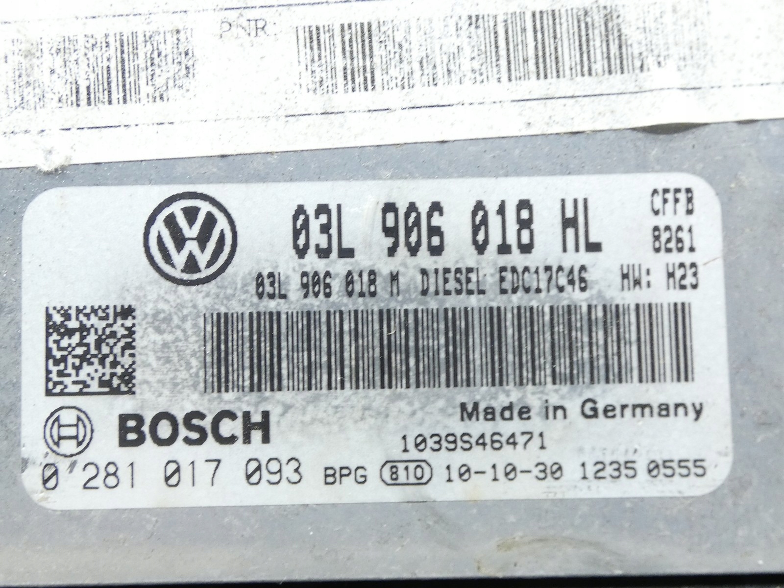 control unit computer of the engine SEAT ALHAMBRA II SHARAN 2.0 TDI CFF 03L906018HL