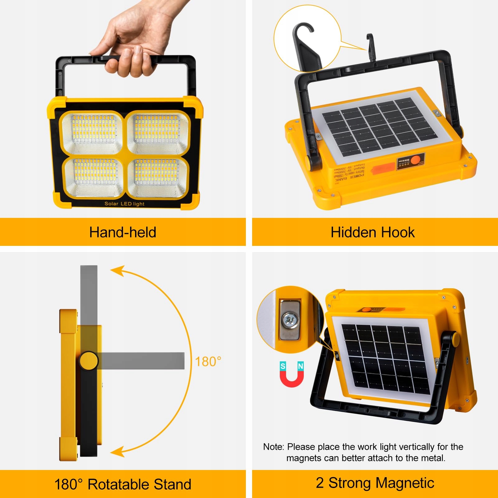 Nulmvic: LED SOLAR 100W 10000LM Portable Rechargeable Work Lamp — miniatura 5