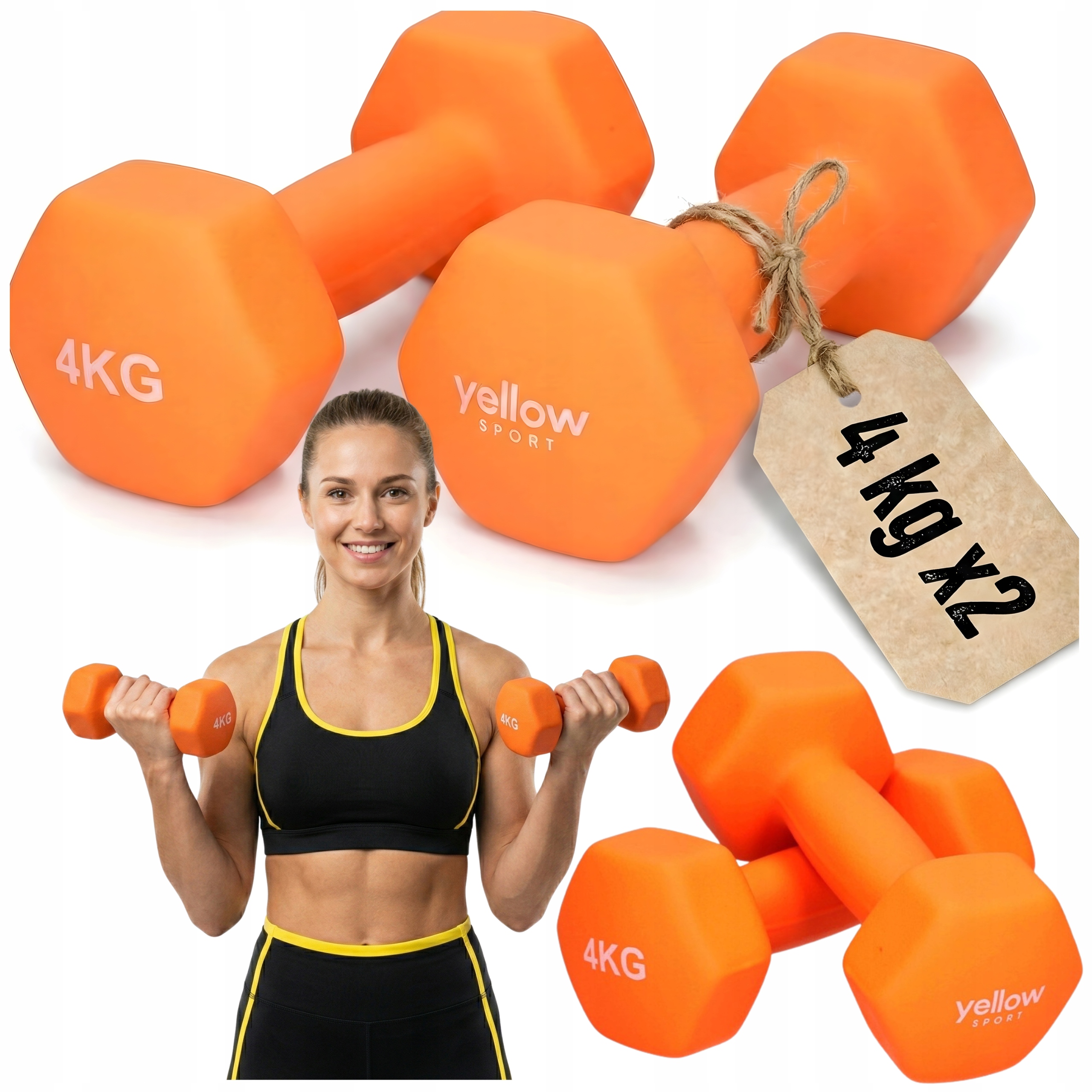 Hantle Bitumiczne Zestaw Hantli Hantelki Do Ćwiczeń Sport Ciężarki 2x 4 kg