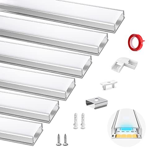 Sada Led profilových pásků z hliníku 10 x 1 m 10 m Tvar U S Kloszem Bílá