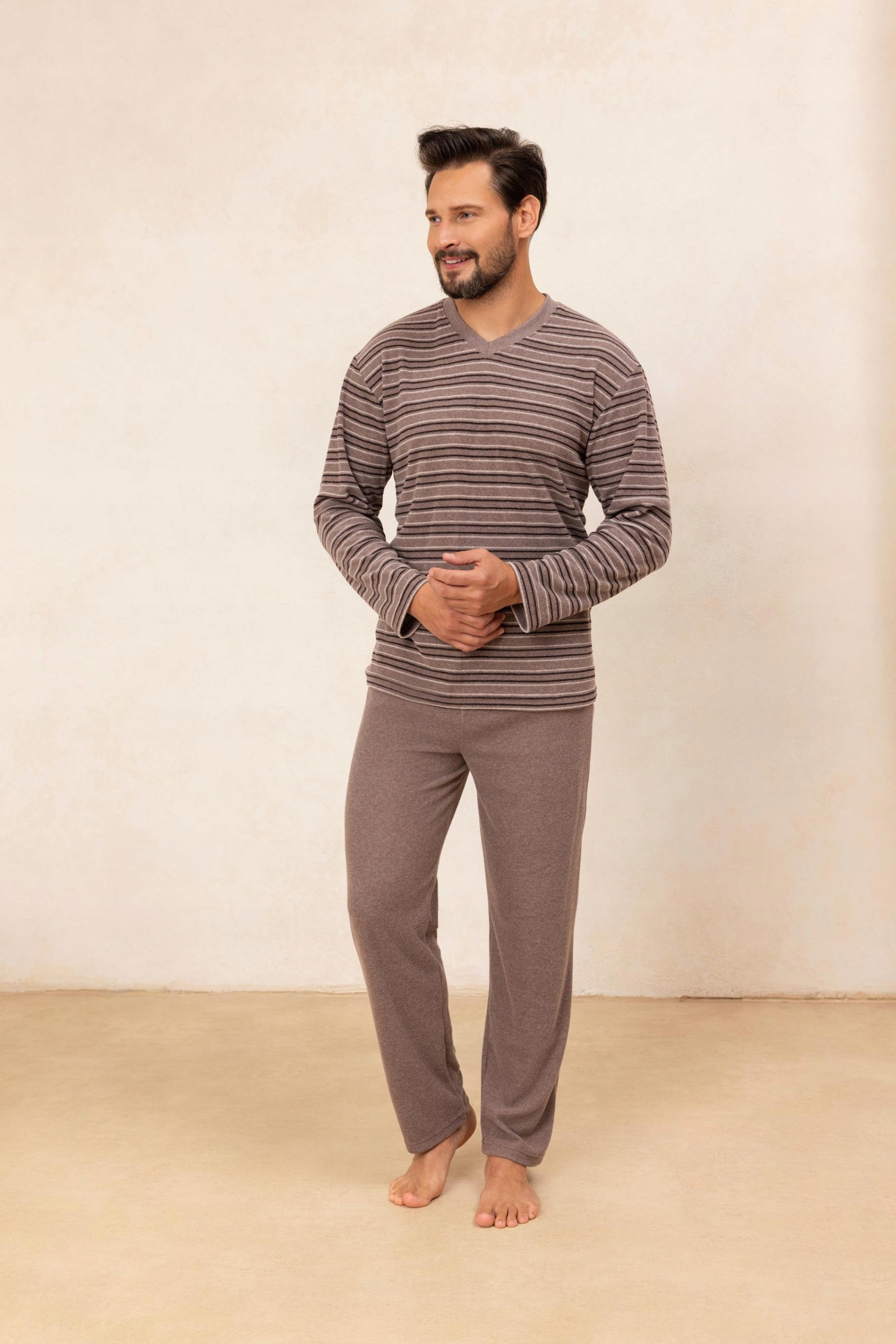 Teplé pánské pyžamo Regina 490 M hnědé